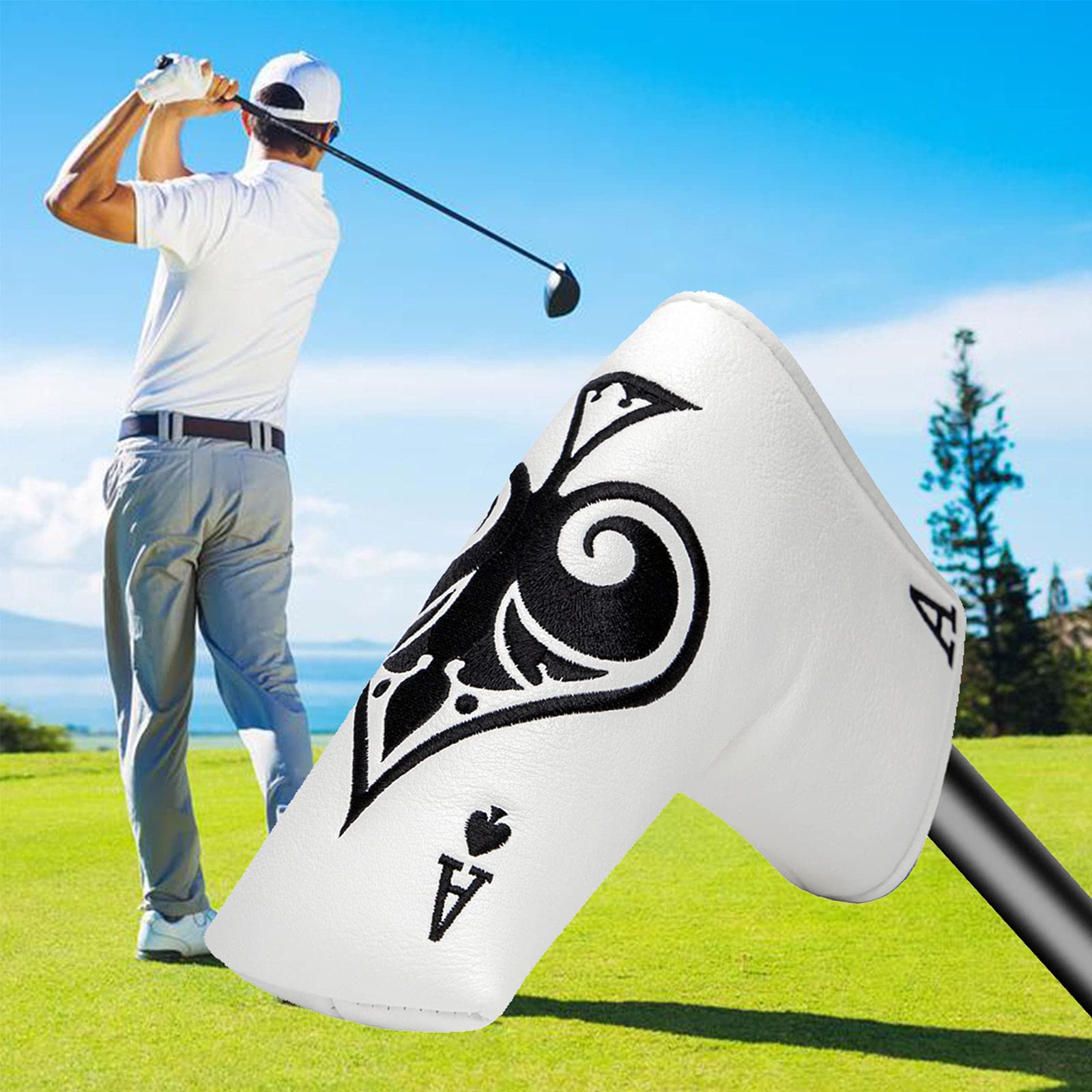 Waterproof PU Golf Putter Head Cover - Blade Protector with Embroidery for Standard Putters | Durable Club Protection for Rainy Days & Course Play