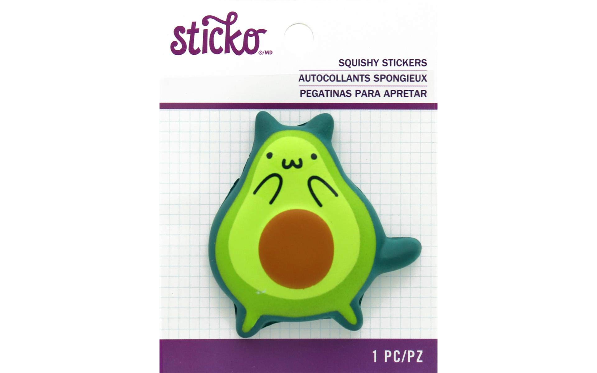 Squishy Avocado Cat Stress Relief Toy - Sticko Squishy-AVO-Cat-O 52-45191 - Fun Sensory Fidget Toy for Kids & Adults - Perfect for Anxiety Relief, Office Desk & Classroom Use