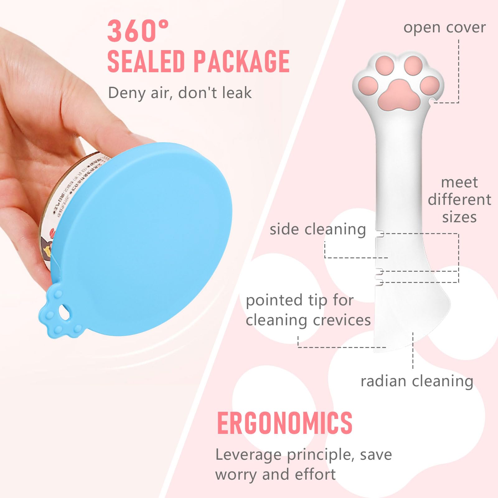 KUIING 3PCS Silicone Pet Food Can Covers with Spoon - for Cat Dog Feeding Jars (Pink Blue) - Keep Food Fresh