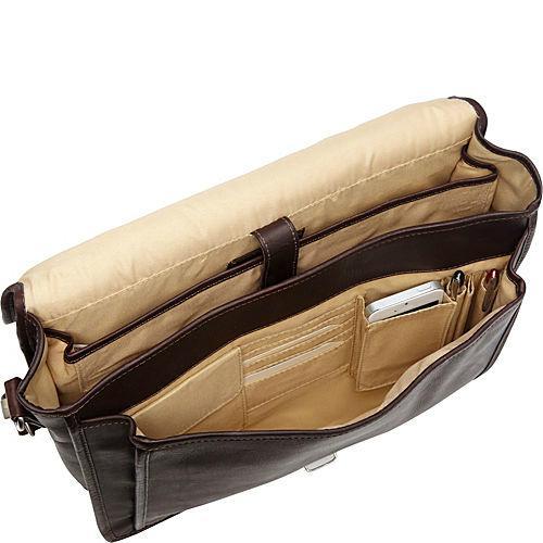 Premium Genuine Leather Small Flap Over Laptop Briefcase - Stylish & Durable Business Bag for Work, Office & Travel - Perfect for Professionals & Commuters
