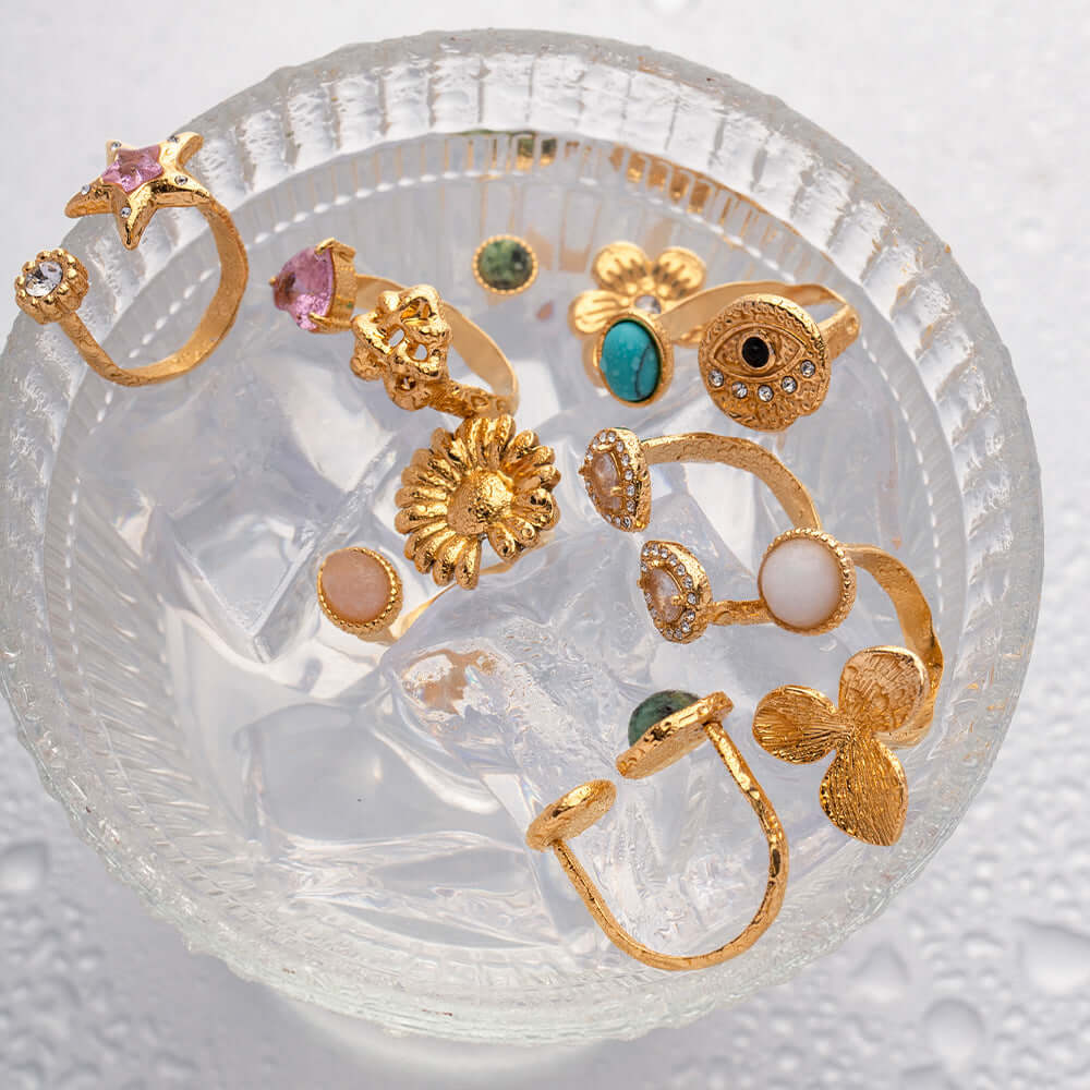 Chunky French Gold Open Cuff Waterproof Split Ring Bracelet | JDR021 | Elegant Jewelry for Women, Perfect for Parties, Weddings & Daily Wear