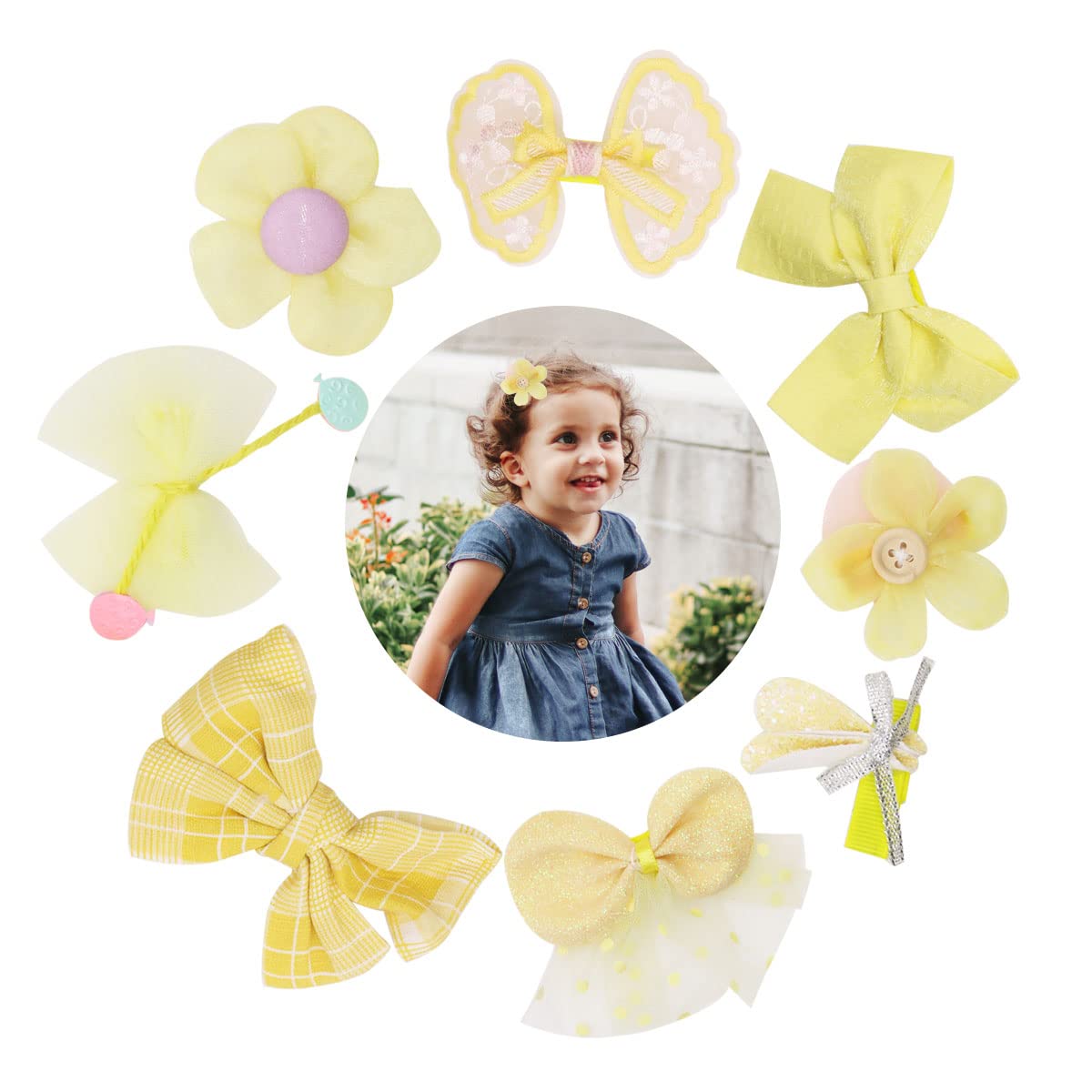 Non-Slip Baby Girl Hair Clips Set - Soft Fully Lined Hair Accessories for Toddlers & Little Girls (Yellow, One Size) - Perfect for Daily Wear, Parties & Special Occasions