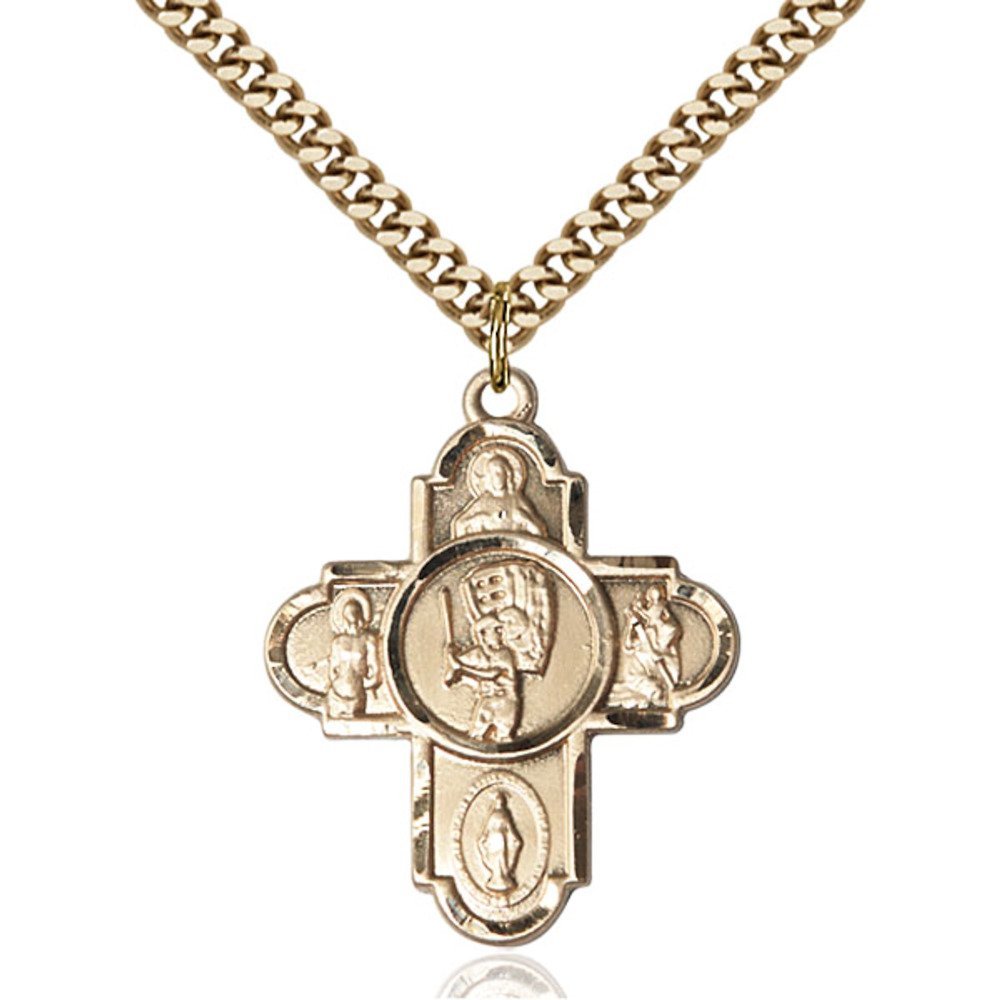 14K Gold Filled Baseball Pendant Necklace - 5-Way Charm 1.1
