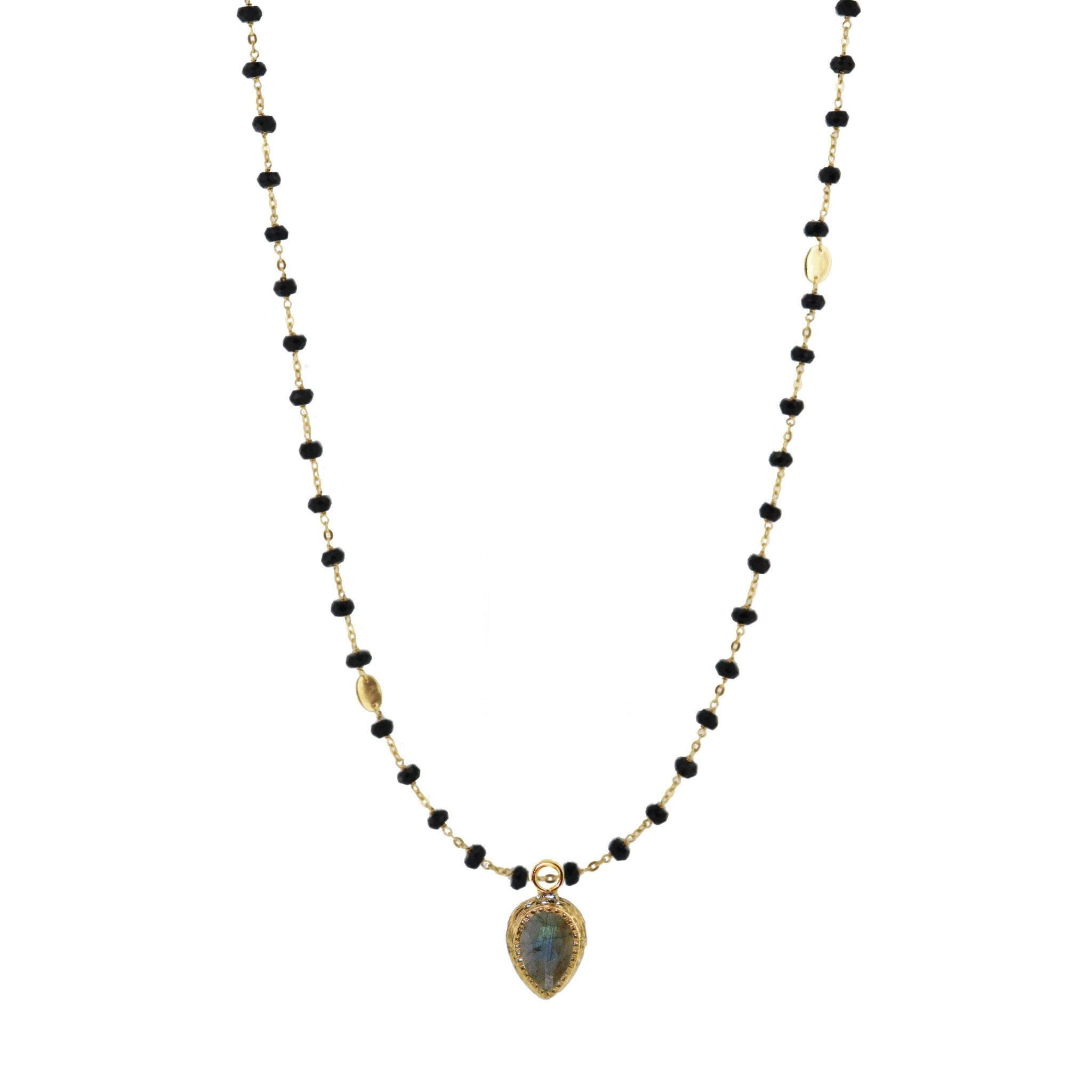 Iconic Midi Beaded Necklace - Black Onyx & Gold 24-25 Inch | Elegant Layering Jewelry for Women, Perfect for Parties, Weddings & Everyday Wear