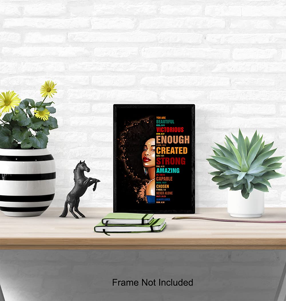 African American Wall Art - Religious Gifts for Black Women - Christian Decor for Home & Office
