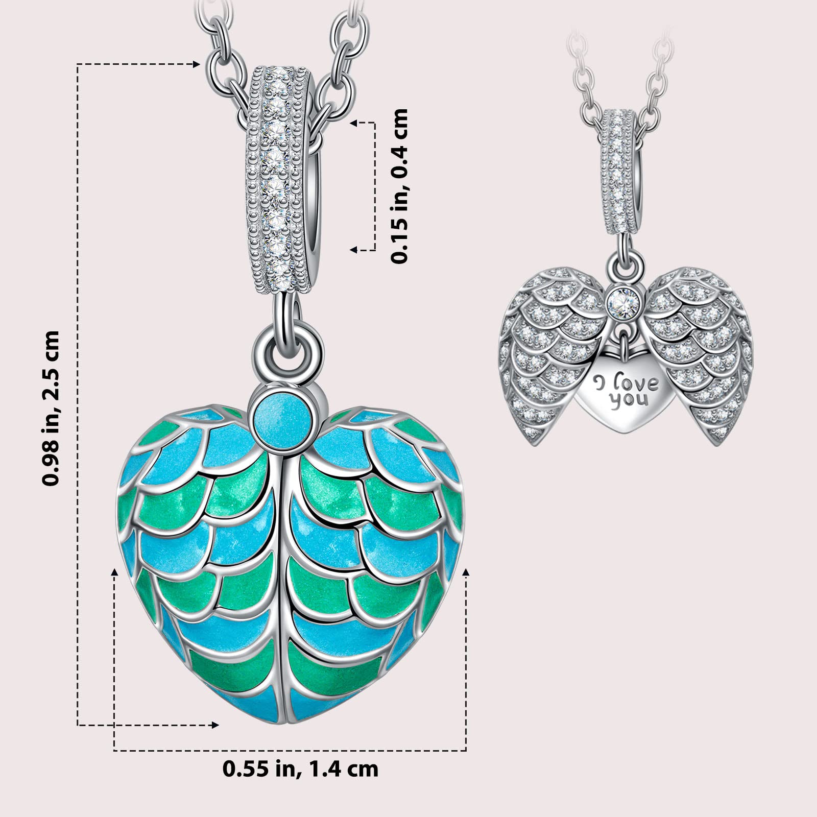 Kate Lynn I Love You Forever Angel Wing Heart Necklace - 17.8