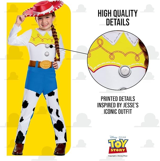 Disney Official Jessie Cowgirl Costume for Girls - Toy Story Inspired Cowgirl Outfit for Halloween, Cosplay & Birthday Parties (XS, S, M) | Perfect for Dress-Up, Role Play & Themed Events