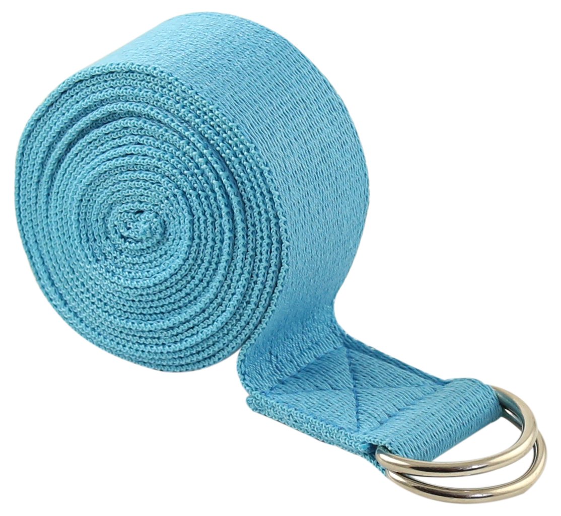 FIT SPIRIT 10ft Premium Yoga Stretching Strap for Exercise & Flexibility Training - Durable Blue Fitness Belt for Yoga, Pilates & Physical Therapy