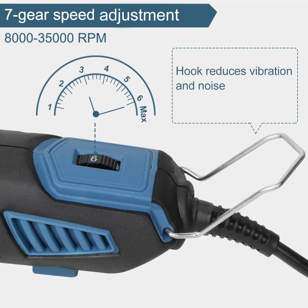 **WESCO 7-Speed Rotary Tool Kit with 82 Accessories (8000-35000 RPM) - Flexible Shaft for Cutting, Carving, Engraving, Polishing & Sanding - Perfect for DIY Projects, Jewelry Making & Home Repairs**