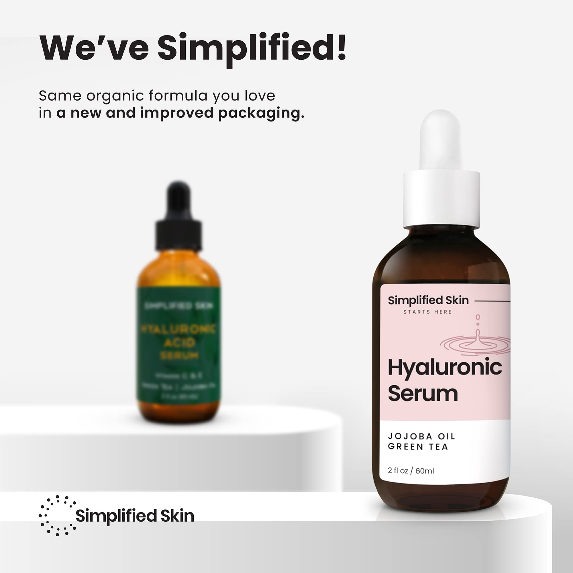 Hyaluronic Acid Face Serum with Jojoba Oil, Green Tea & Vitamin C - Deep Hydration Anti-Aging Serum for Smooth, Plump & Youthful Skin - 2 Fl Oz - Perfect for Daily Skincare Routine & Nighttime Moisturizing