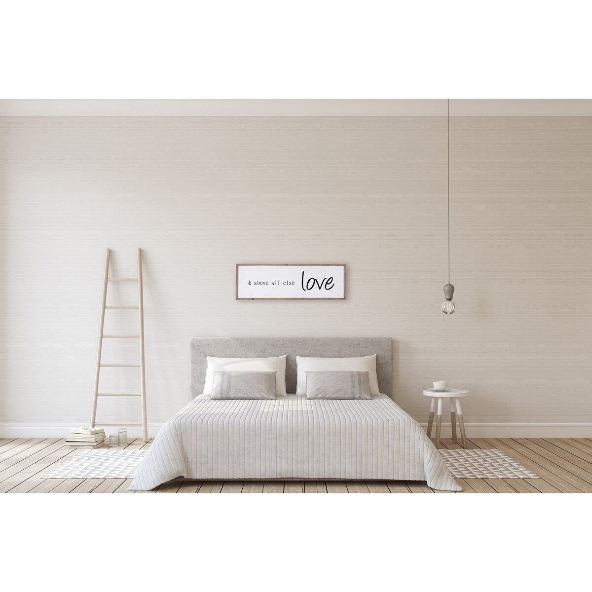 & Above All Else Love Wood Framed Wall Art - Rustic Home Decor for Living Room, Bedroom & Office - Perfect for Farmhouse, Boho & Modern Interior Design