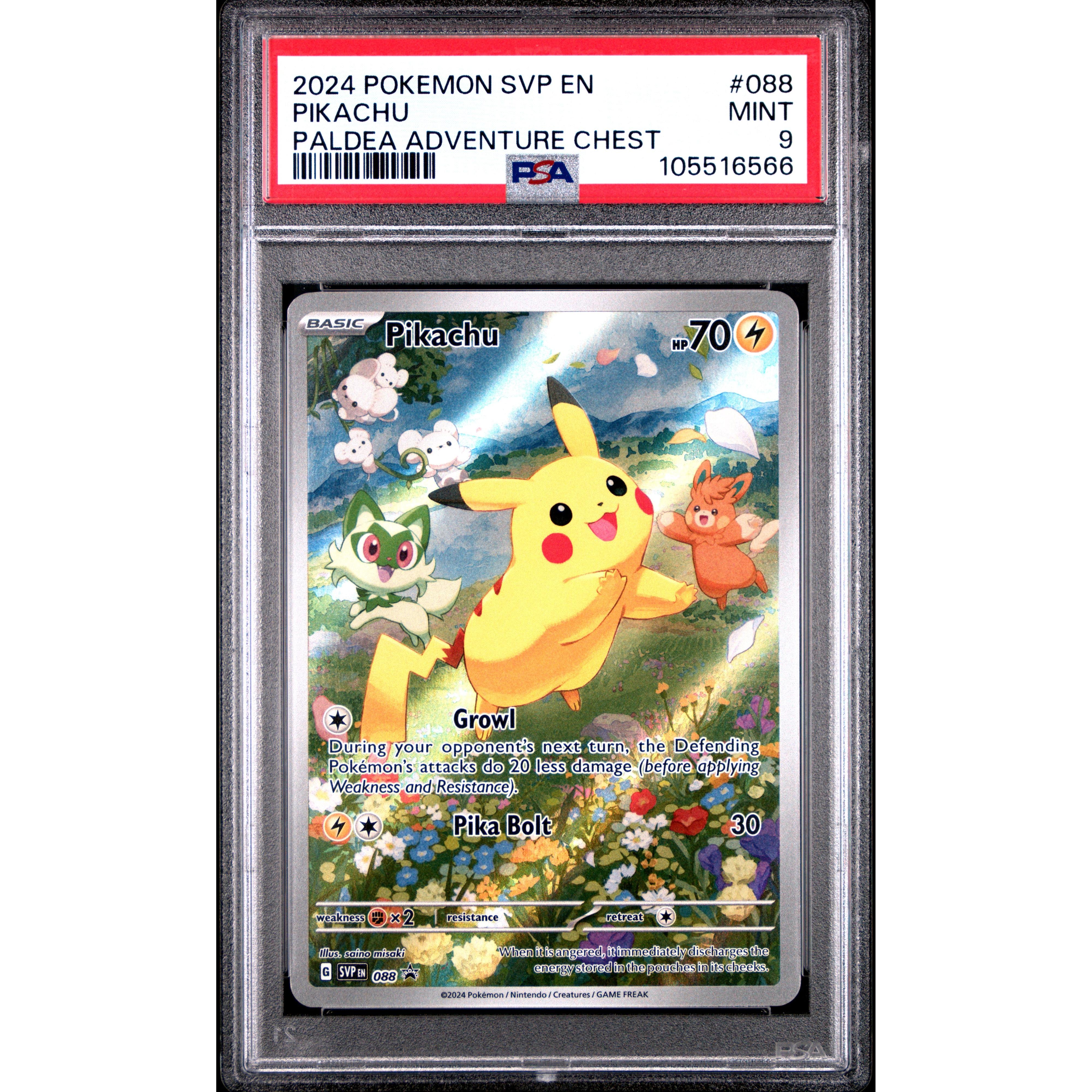 2024 Pokemon Scarlet Violet Promo Pikachu SVP088 PSA 9 Graded Card - Rare Collectible for Trading Card Game Enthusiasts & Pokemon Fans | Perfect for Display, Investment & TCG Battles