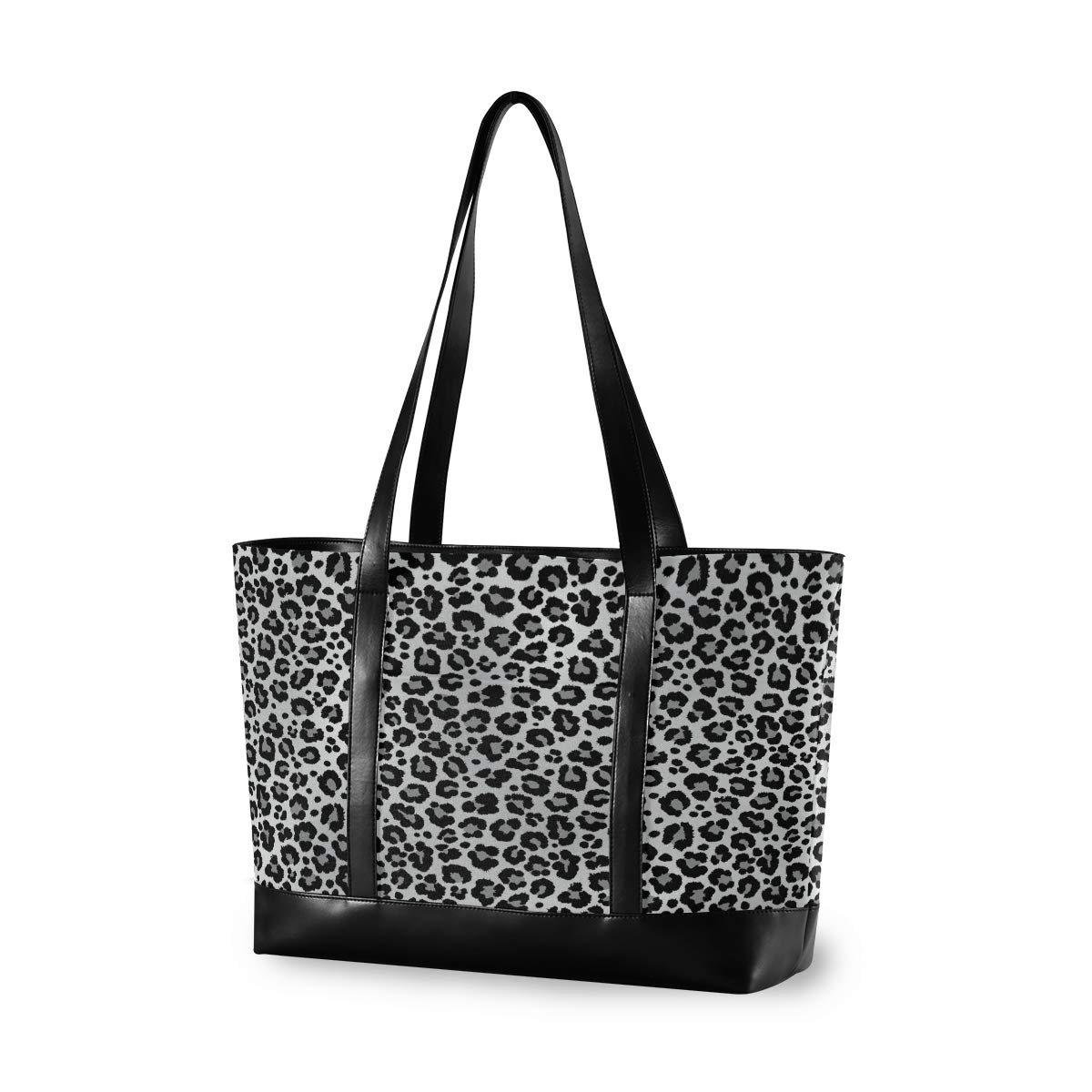 Stylish Snow Leopard Print 15.6 Inch Laptop Tote Bag for Women - Gray Professional Work Purse with Organizer Compartments - Perfect for Teachers, Office Commute & Business Travel Accessories