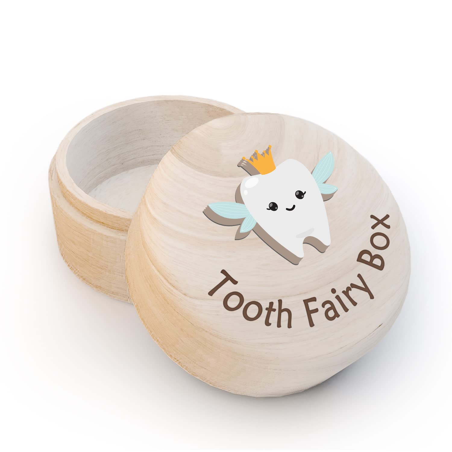 Tooth Fairy Box for Kids - Wooden Keepsake Storage Box with 3D Tooth for Boys & Girls - Perfect for Placing Lost Teeth Under Pillow - Cute Little Wing Design for Tooth Fairy Tradition & Childhood Memories