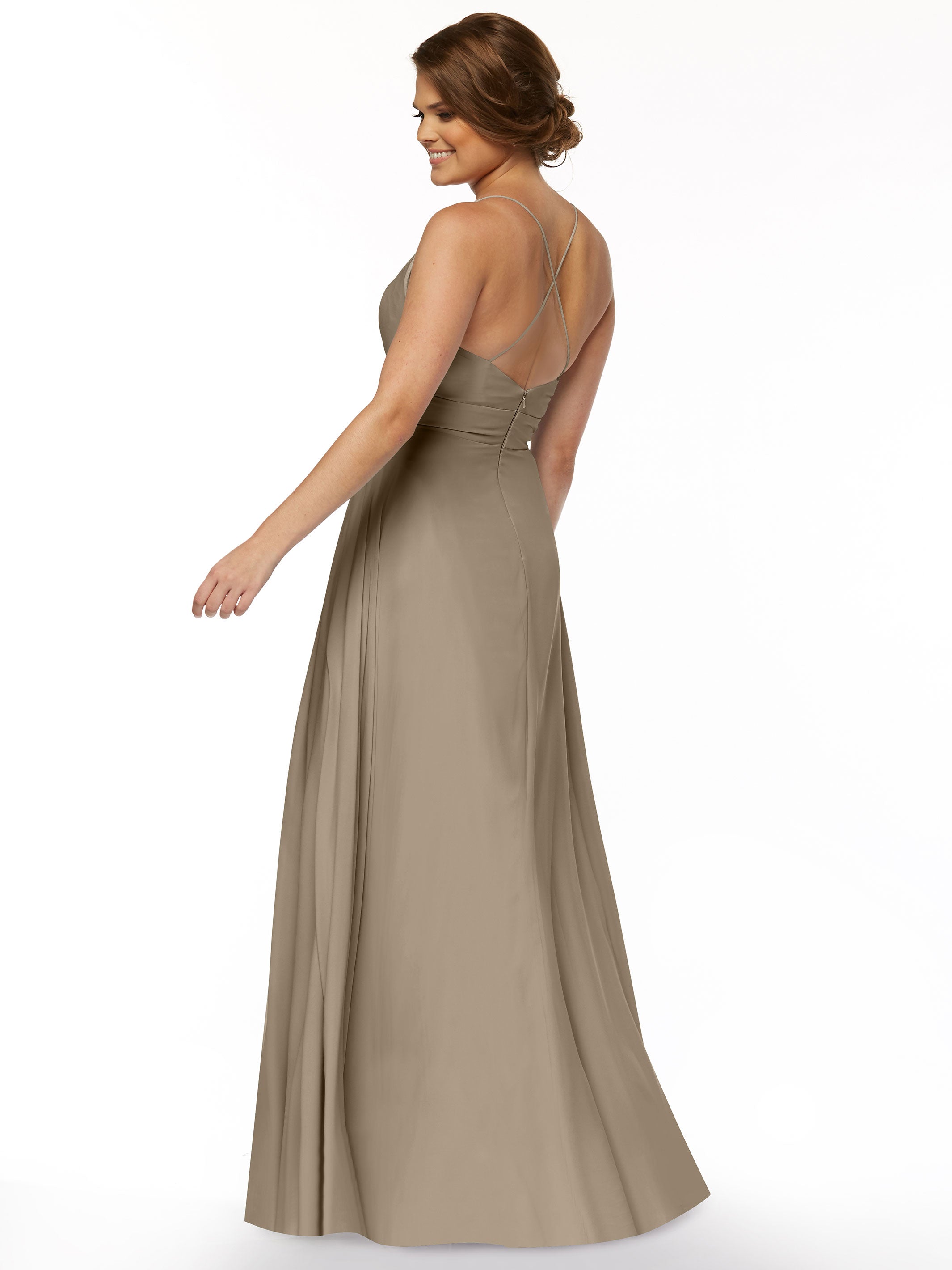 Elegant 83027 Stretch Chiffon A-Line Bridesmaid Dress with Pleats - Perfect for Weddings, Formal Events & Special Occasions