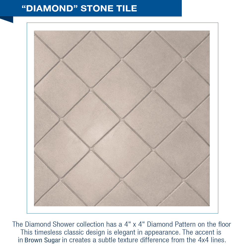 Premium Diamond Solid Desert Sand Small Alcove Shower Enclosure Kit - Waterproof Bathroom Upgrade for Compact Spaces
