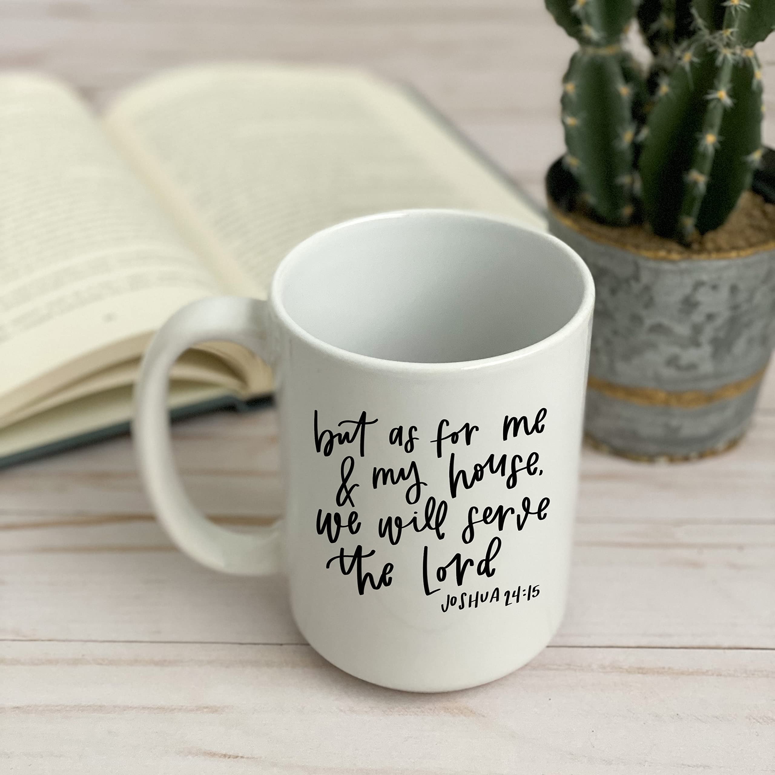 Christian Coffee Mug with Bible Verse - Joshua 24:15 (11oz, White) for Faithful Morning Brews