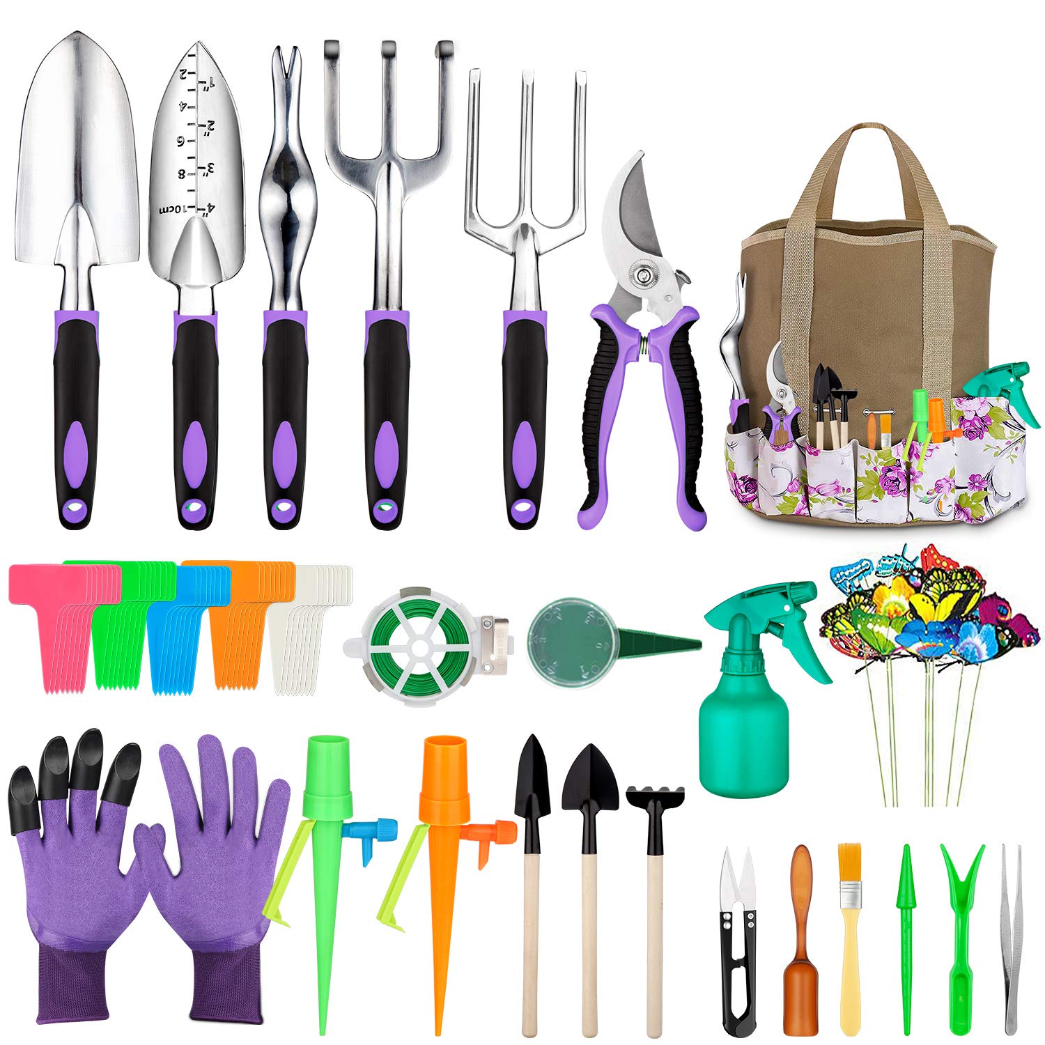 83-Piece Premium Garden Tools Set with Succulent Tools | Heavy Duty Aluminum Gardening Kit | Non-Slip Ergonomic Handles | Durable Storage Tote Bag | Perfect Gift for Men & Women | Ideal for Home Gardening, Landscaping & Indoor Plant Care