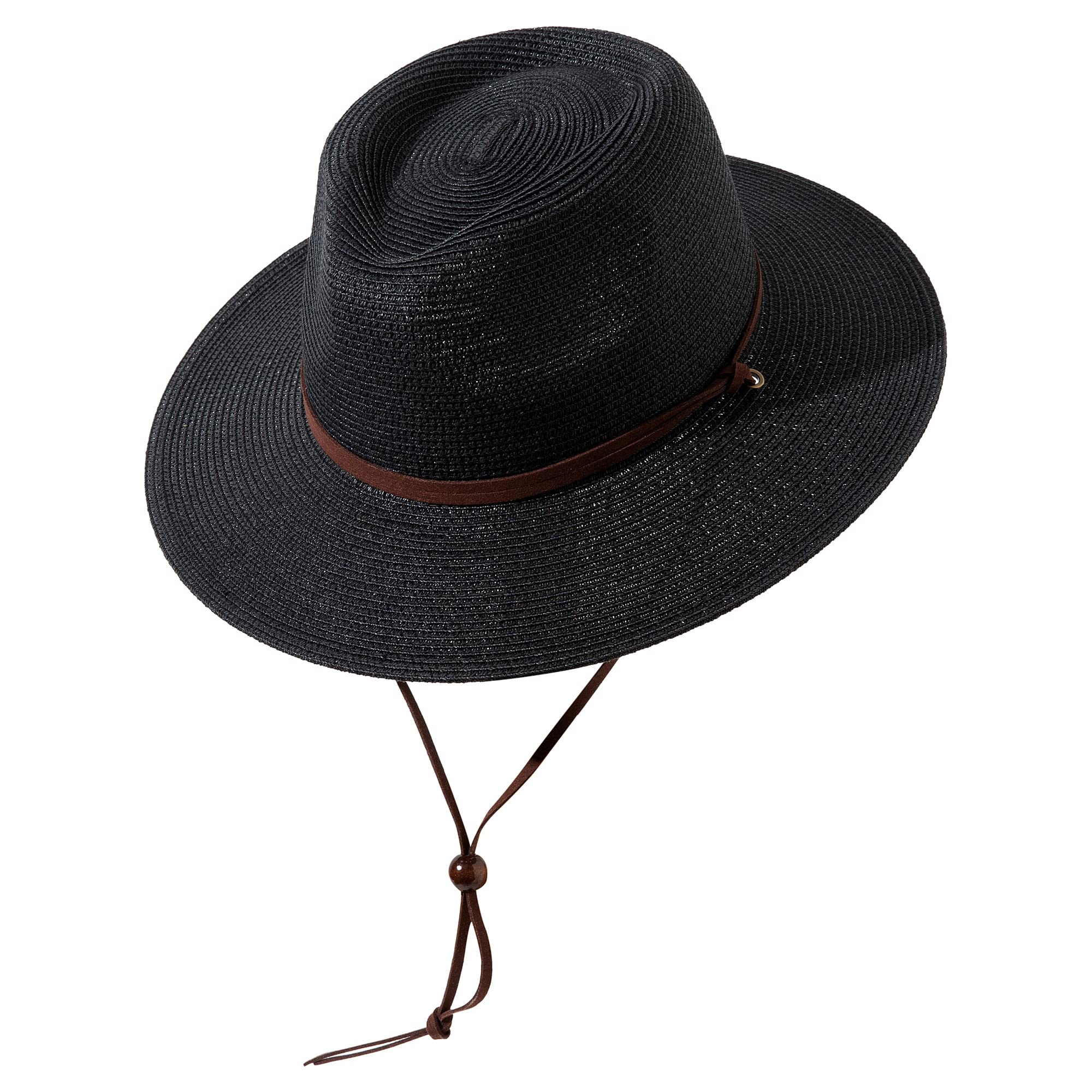 Lanzom Women's Straw Hat - Wide Brim Panama Fedora Beach Hat with Wind Lanyard, UPF 50+ Sun Protection - Perfect for Summer Vacations, Pool Parties & Outdoor Adventures