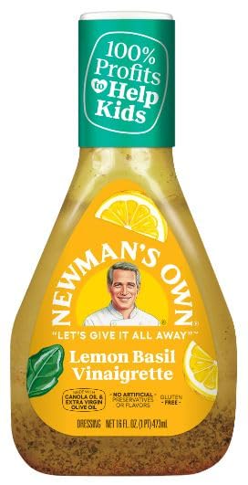 Organic Lemon Basil Italian Salad Dressing - 16 oz Glass Bottle (Pack of 6) with Free V2U Kitchen Utensil Set | Perfect for Salads, Pasta, Marinades & Gourmet Cooking