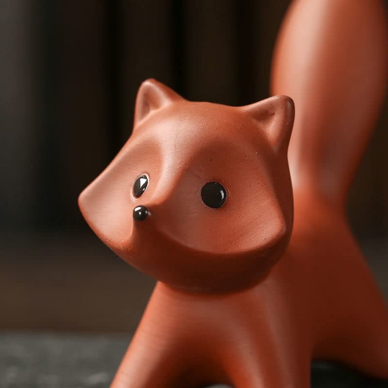 Handmade Purple Clay Fox Tea Pet for Kung Fu Tea Tray - Tea Ceremony Decoration