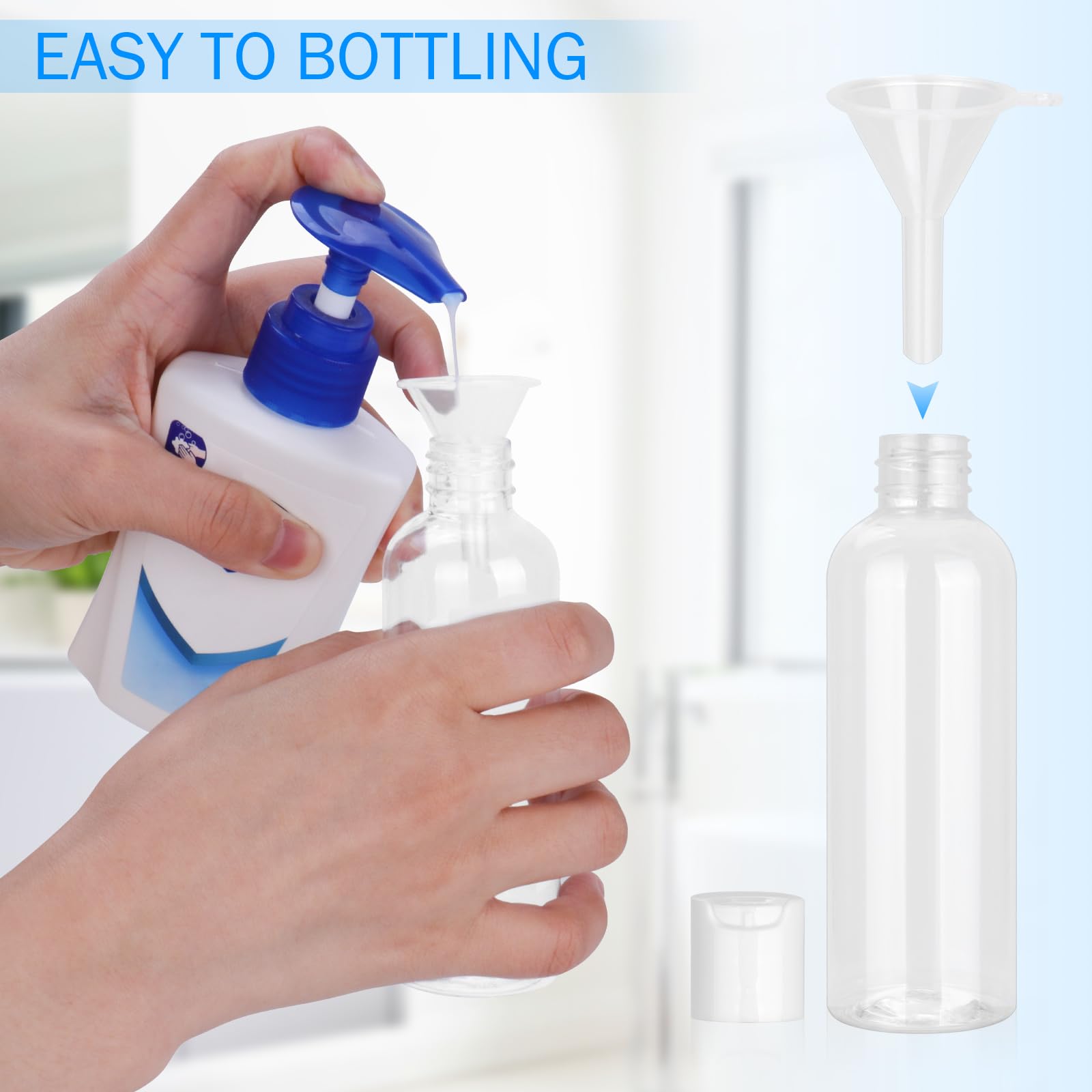 4 Pack TSA Approved Leakproof Travel Bottles (3.4oz) - Empty Small Plastic Containers for Shampoo, Conditioner & Lotion - Perfect for Air Travel, Camping & Gym Essentials with Convenient Labels