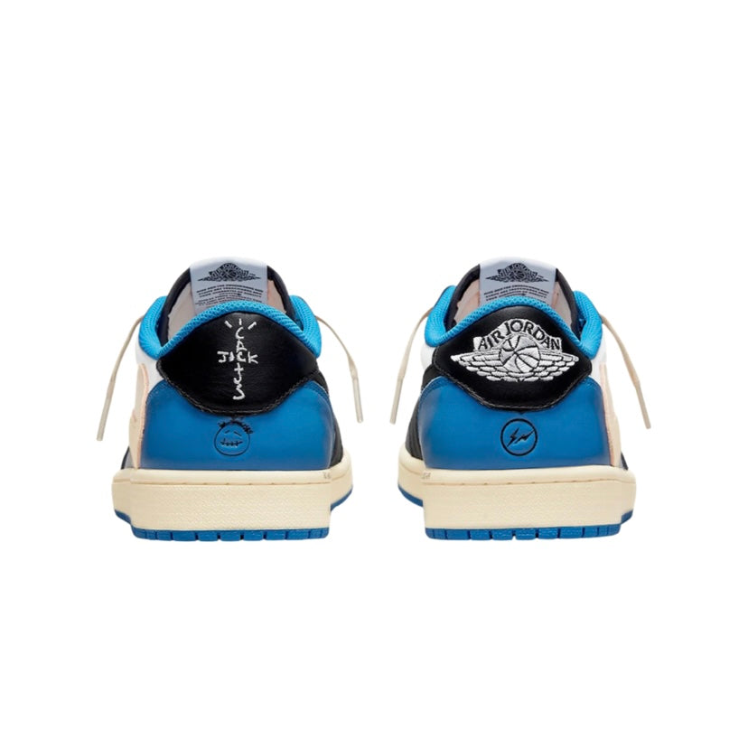 Travis Scott x Fragment x Air Jordan 1 Low OG SP Sneakers - White Black Royal Sail Colorway - Limited Edition Basketball Shoes for Streetwear & Sneaker Collectors