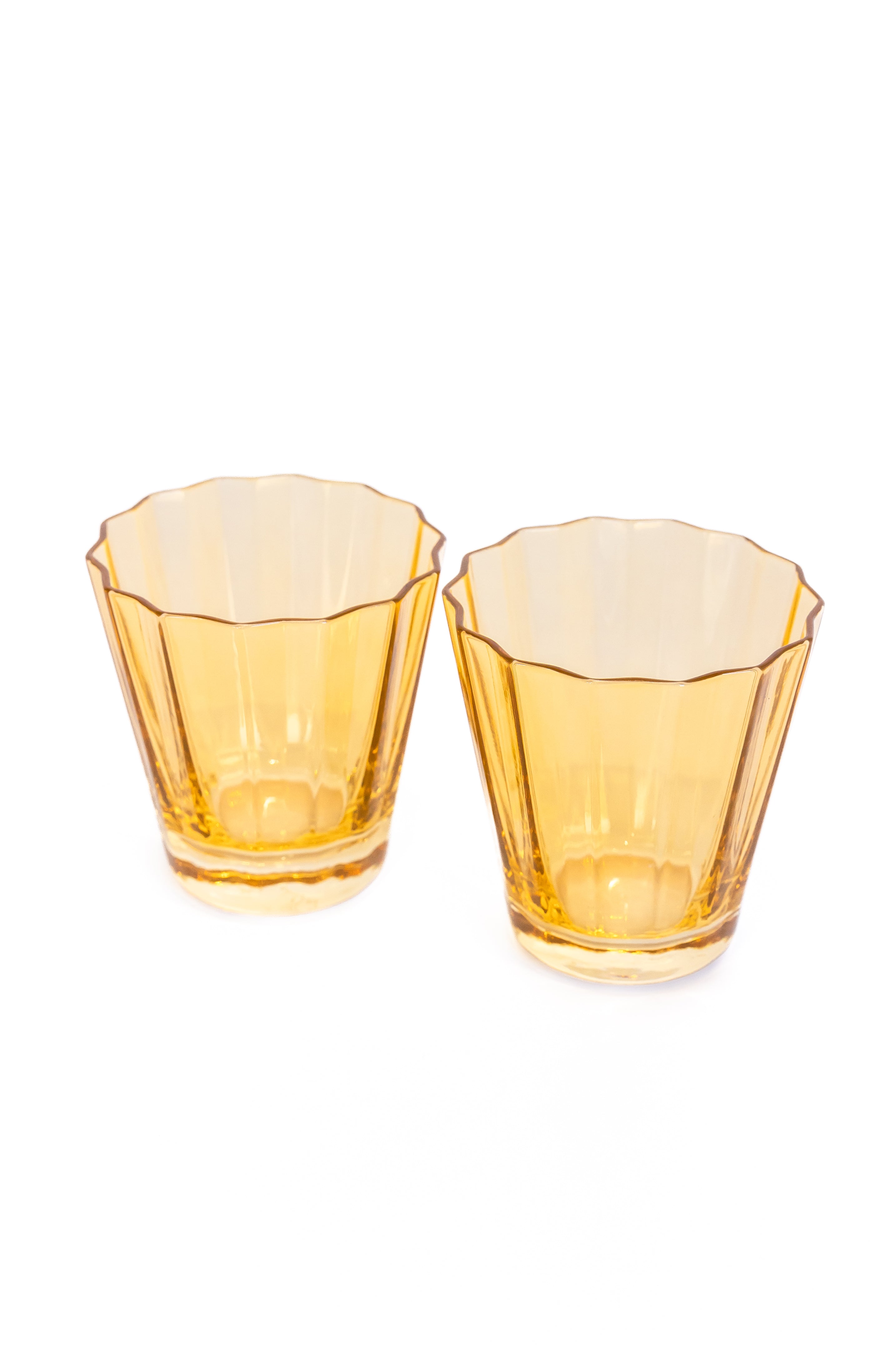 Estelle Colored Sunday Lowball Glasses - Set of 2 (Yellow) | Elegant Cocktail & Whiskey Drinking Glasses for Home Bar, Parties & Gifts