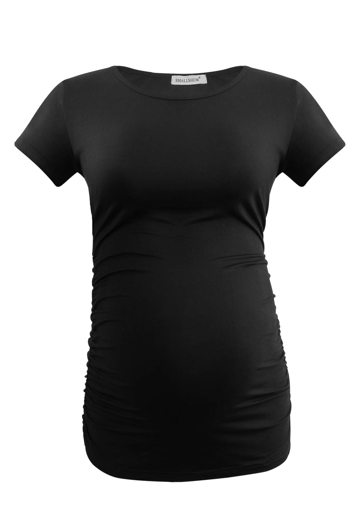 Smallshow Women's Maternity Shirt - Stretchy Side Ruched Pregnancy Top for Summer | Comfortable Nursing & Casual Wear for Expecting Moms (Office, Outing, Maternity Photos)