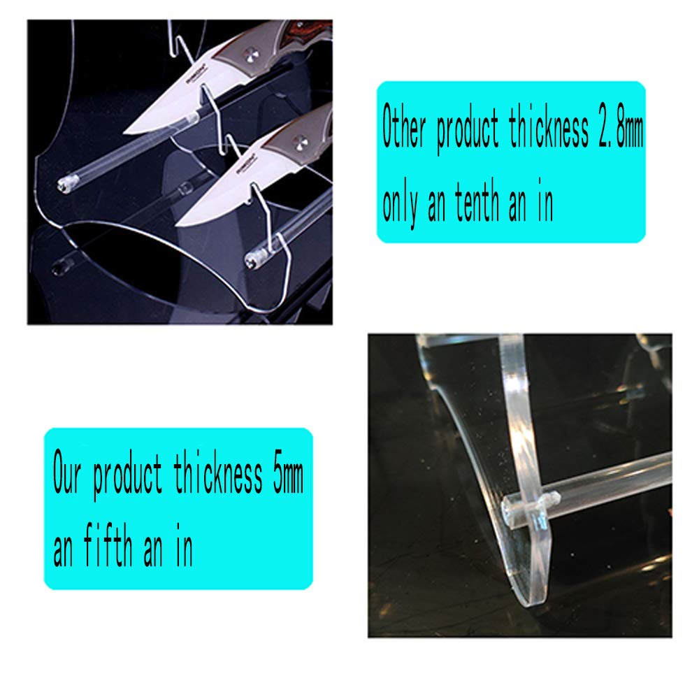 2-Tier Clear Acrylic Knife Display Stand for Kitchen, Restaurant, or Retail Store - Showcase Chef Knives, Steak Knives & Cutlery Safely