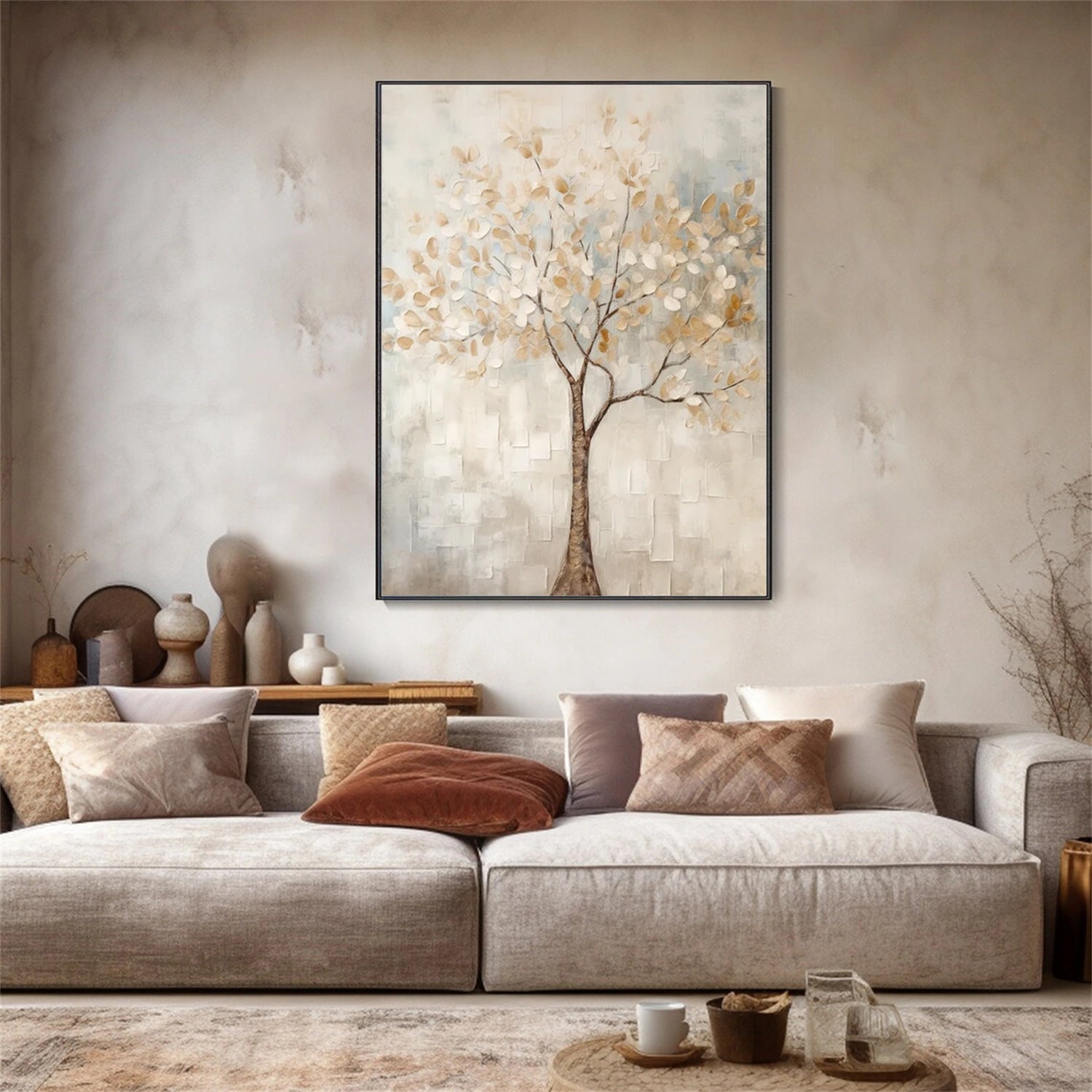 Flower and Tree Painting #FT 208 - Handmade Canvas Wall Art for Home & Office Decor - Perfect for Living Room, Bedroom, or Gift