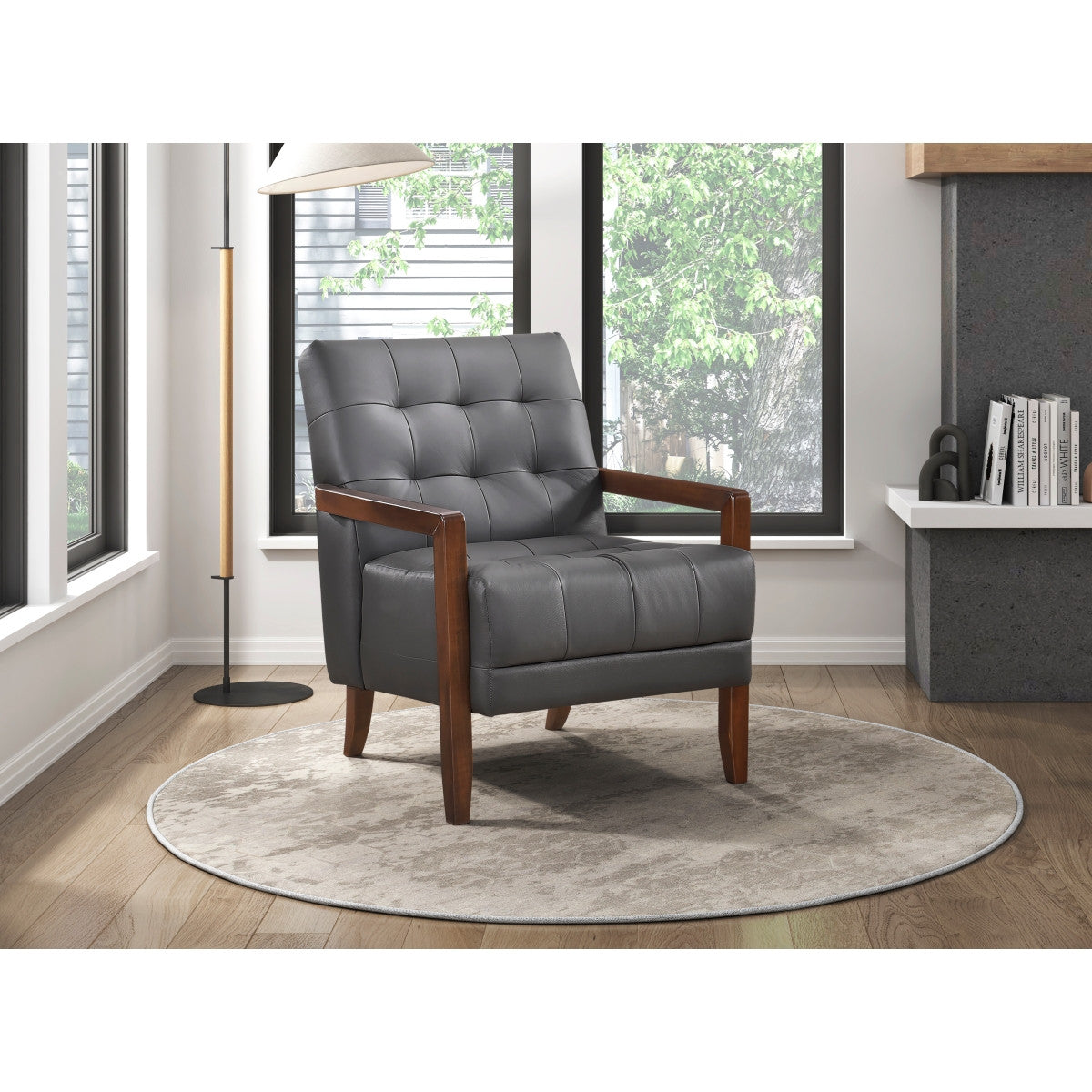 Archam Accent Chair Dark Grey - Modern Lounge Chair for Living Room, Bedroom & Office - Comfortable Upholstered Armchair with Sturdy Metal Legs