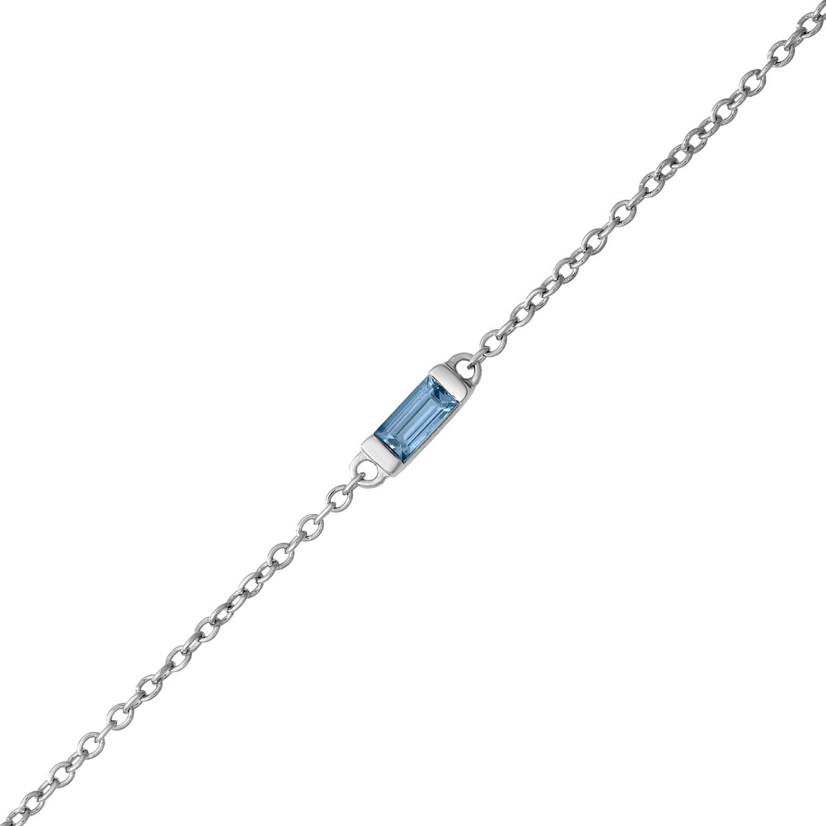 Lumen Baguette London Blue Topaz Sterling Silver Bracelet for Women - Elegant Jewelry Gift for Birthday, Anniversary & Special Occasions