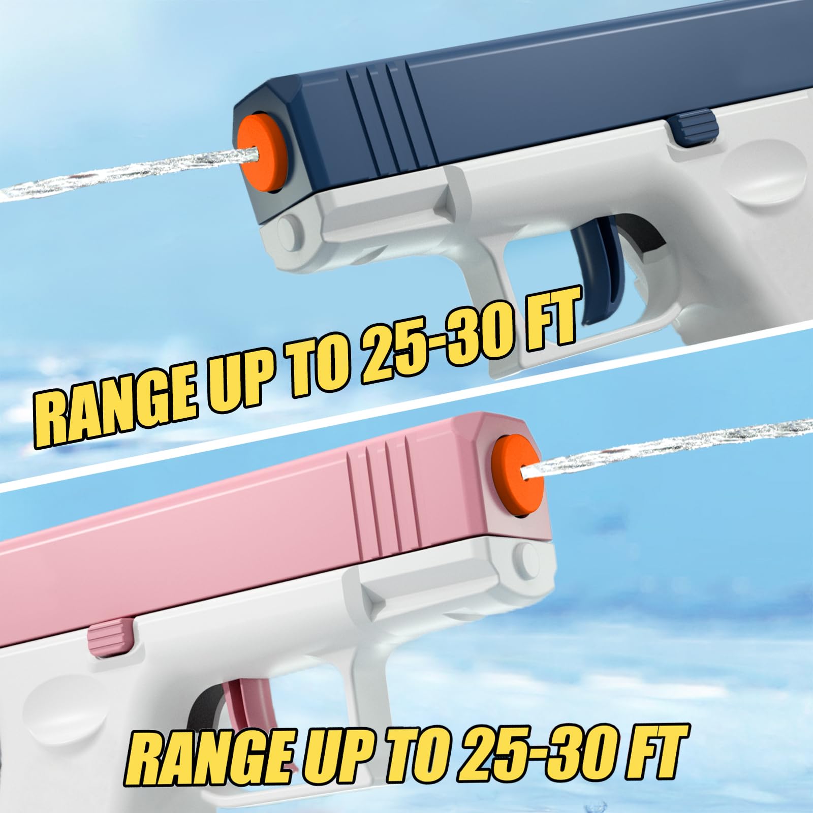 2 Pack Long Range Water Guns for Kids & Adults - Outdoor Water Blaster Pistol Toys for Summer Pool Beach Battles, Water Soaker Guns for Boys Girls (Pink & Blue) CY001 - Perfect for Backyard Parties, Picnics & Outdoor Water Play