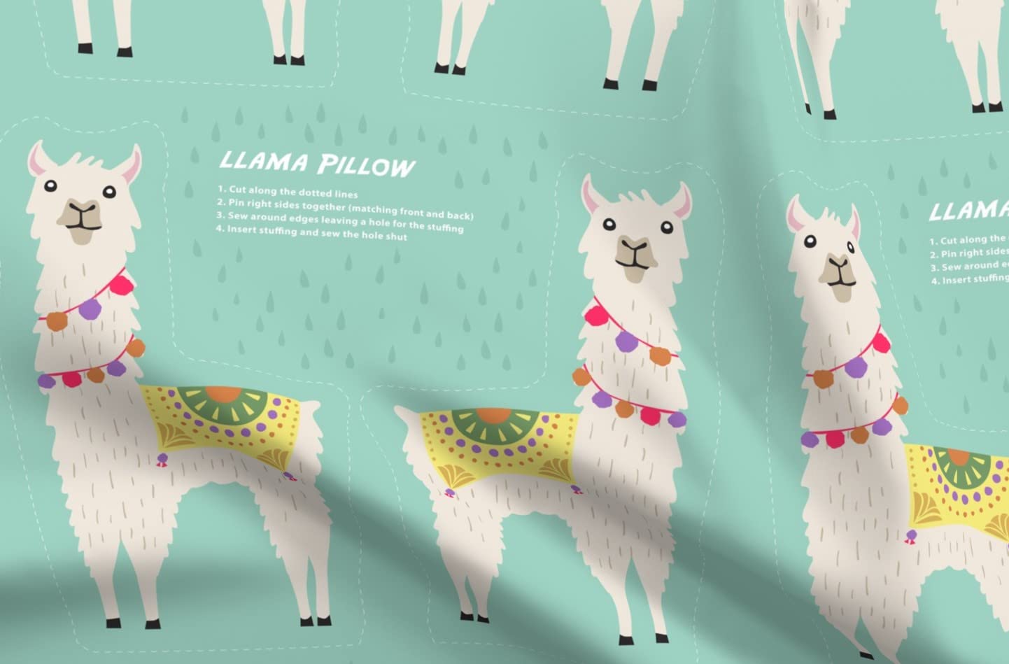 Festive Llama Alpaca Print Satin Fabric Fat Quarter - Soft Sewing Material for Apparel, Lining, Fashion, Blankets & Home Decor - Perfect for DIY Crafts, Quilting and Holiday Decorations