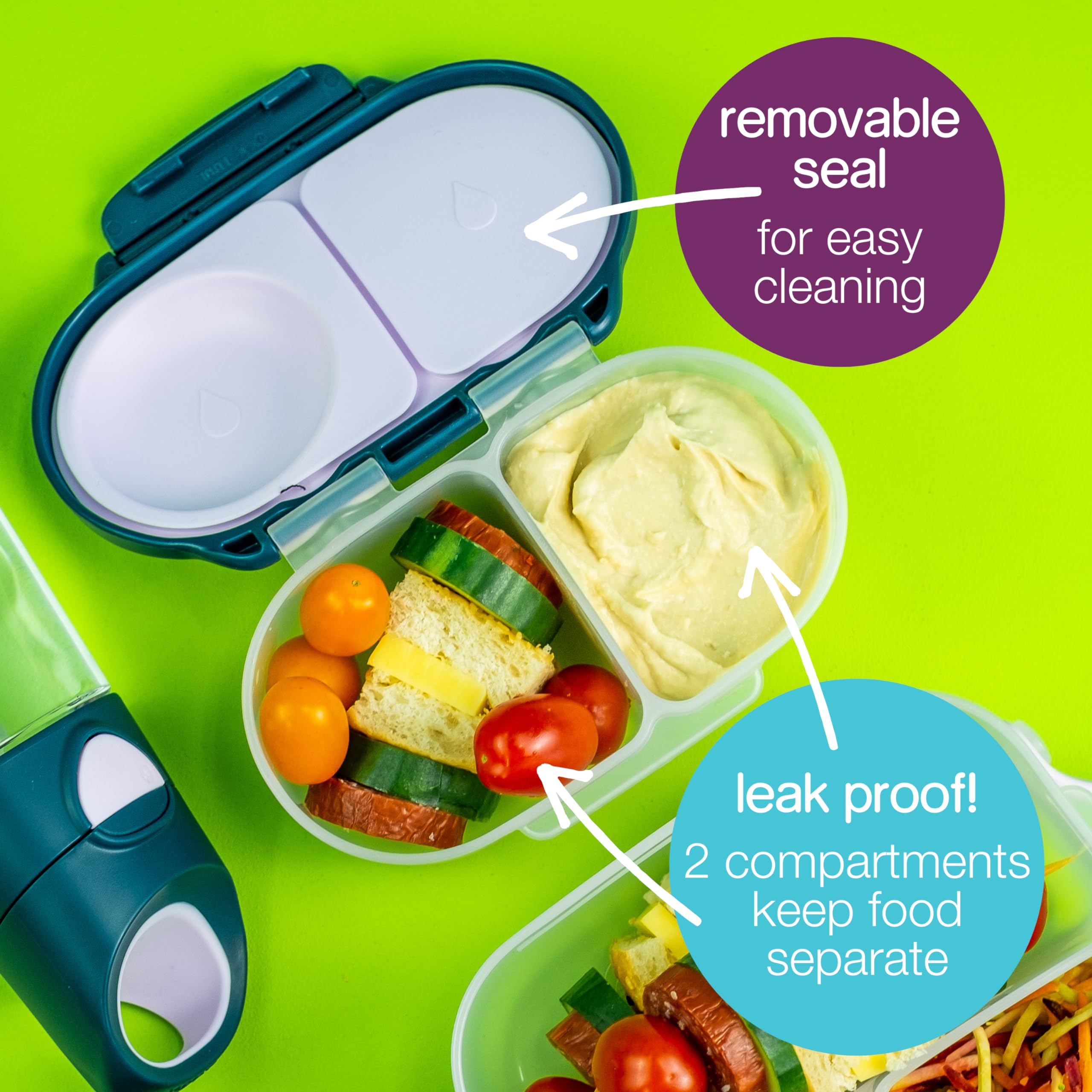 BPA-Free Leak Proof Kids Snack Box - 2 Compartment Mini Bento Lunch Container for Toddlers & Children | Dishwasher Safe 12oz Food Storage | Perfect for School, Travel & Daycare (Strawberry Shake)