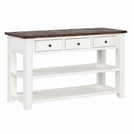 INMOZATA 48 Inch Modern Console Sofa Table with 3 Drawers & 2 Shelves - Antique White Buffet Cabinet Entryway Table for Living Room, Dining Room & Kitchen - Perfect for Hallway Decor, Sofa Back Display & Dining Room Storage