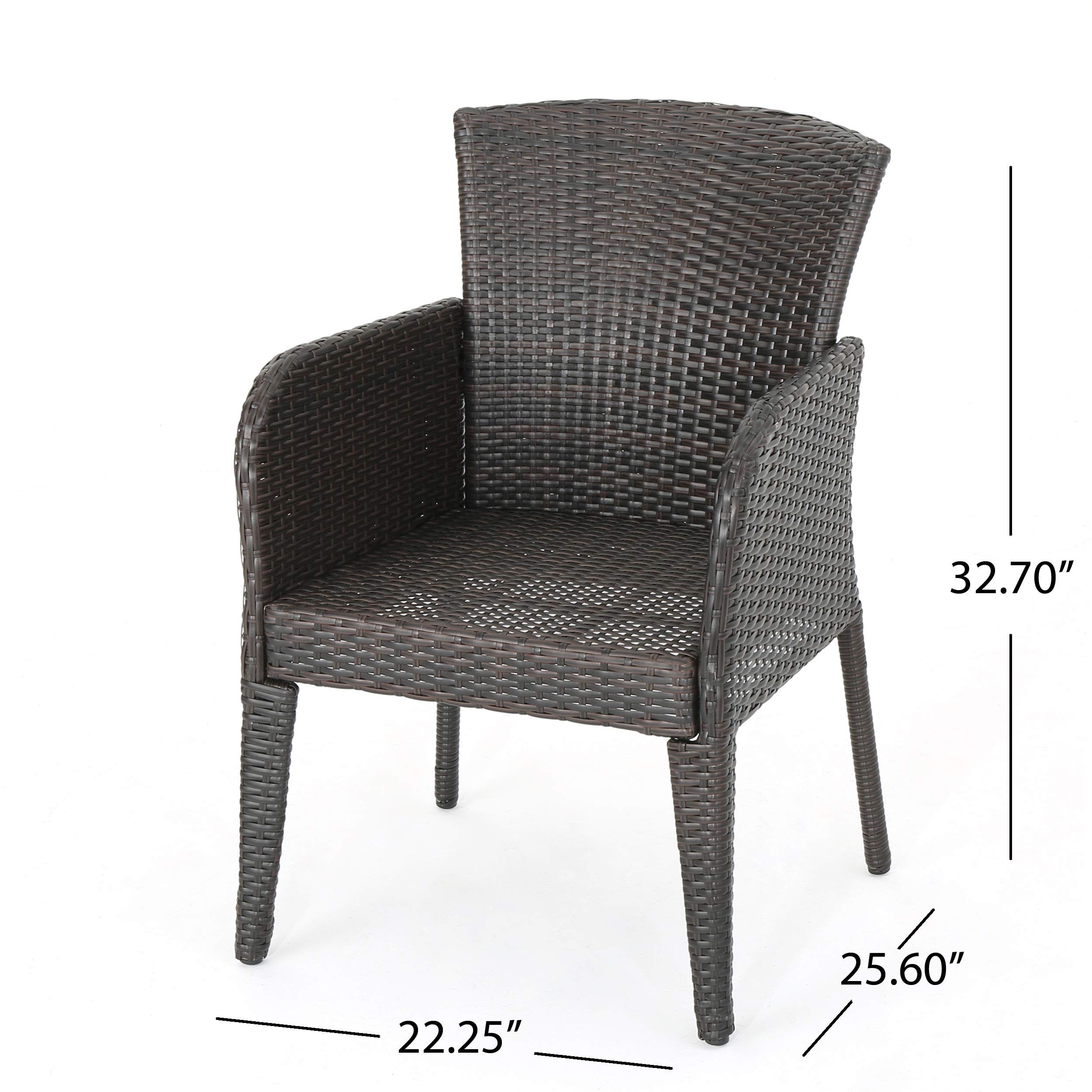 Christopher Knight Home Anaya Outdoor Wicker Dining Chairs, 2-Piece Set, Multibrown - Weather-Resistant Patio Furniture for Garden, Poolside & Backyard Dining