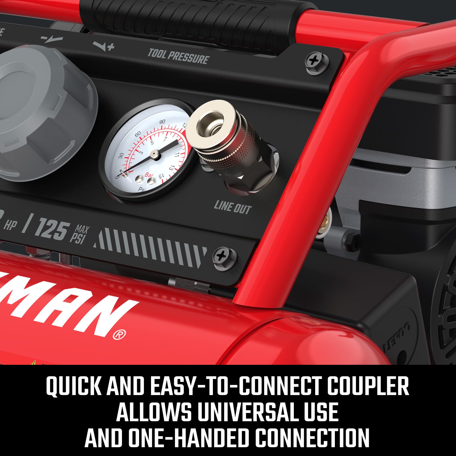 CRAFTSMAN 1 Gallon Ultra Quiet Oil-Free Air Compressor - 1/2 HP, 125 PSI, Horizontal Portable Air Pump for Car Tires, Nail Guns & Pneumatic Tools - Perfect for Home Garage, DIY Projects & Professional Use