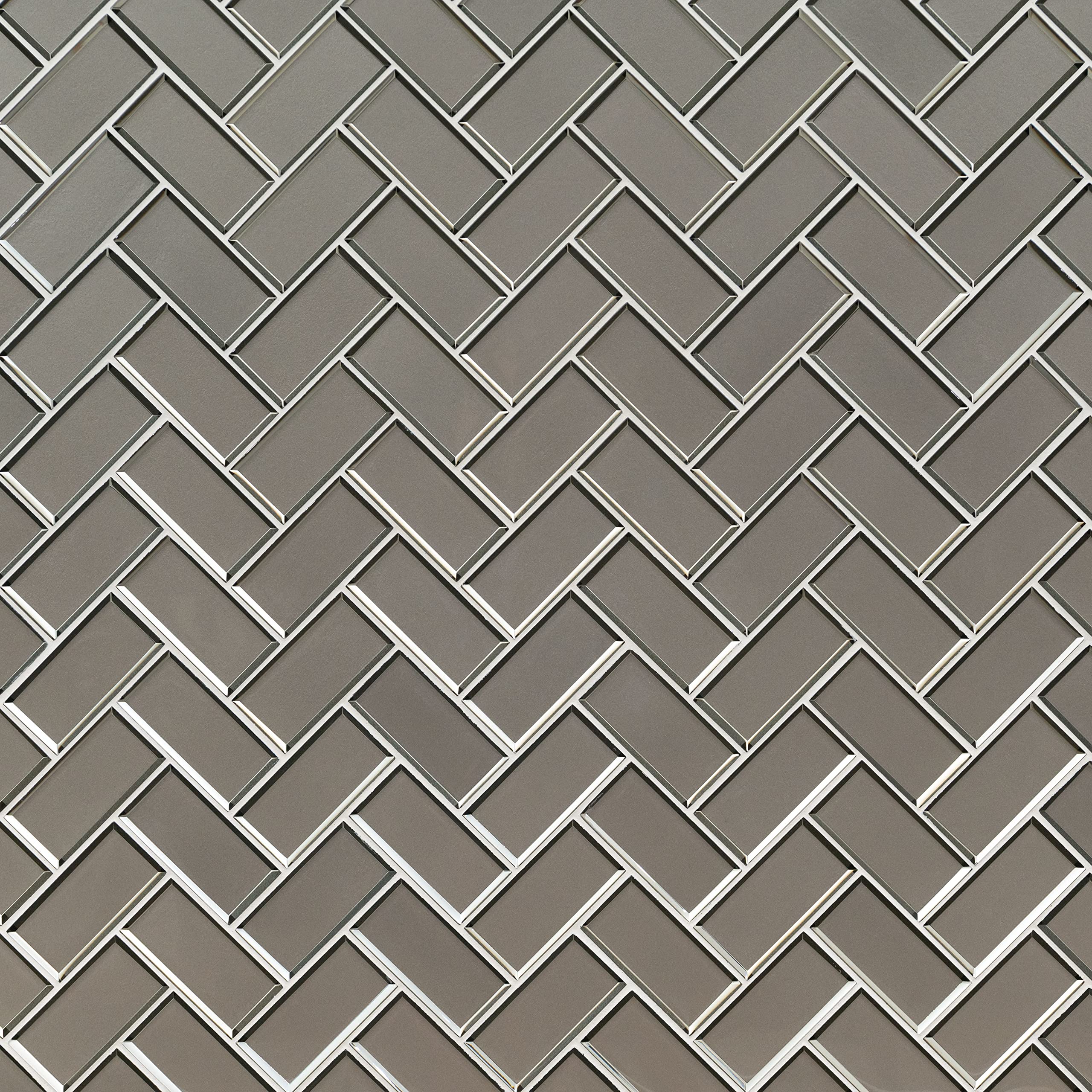 MSI Champagne Bevel Herringbone Glass Mosaic Tile - 13.86