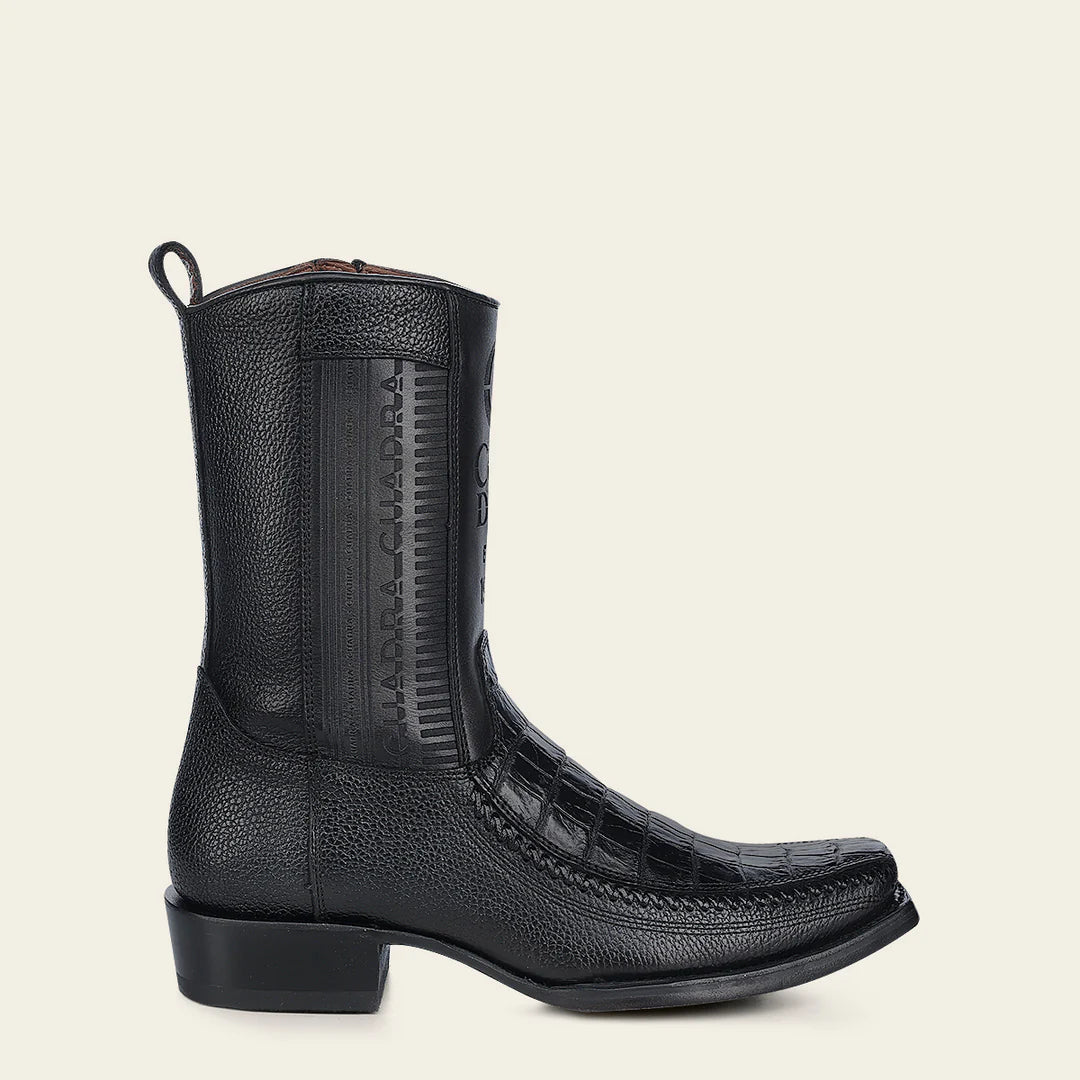Men's Cuadra Black Leather Cowboy Ankle Boots with Zip - Stylish Western Boots for Riding, Dancing & Casual Wear