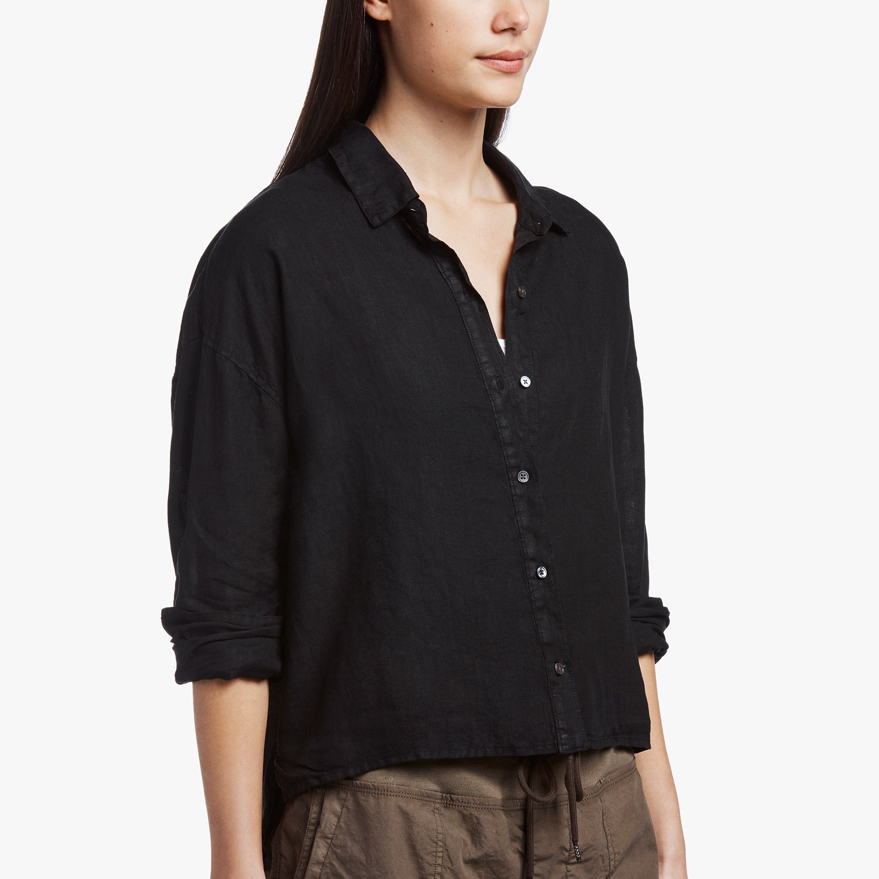 Stylish Black Canvas Linen Boxy Shirt for Women | Casual & Office Wear | Comfortable Loose Fit Shirt for Everyday Fashion