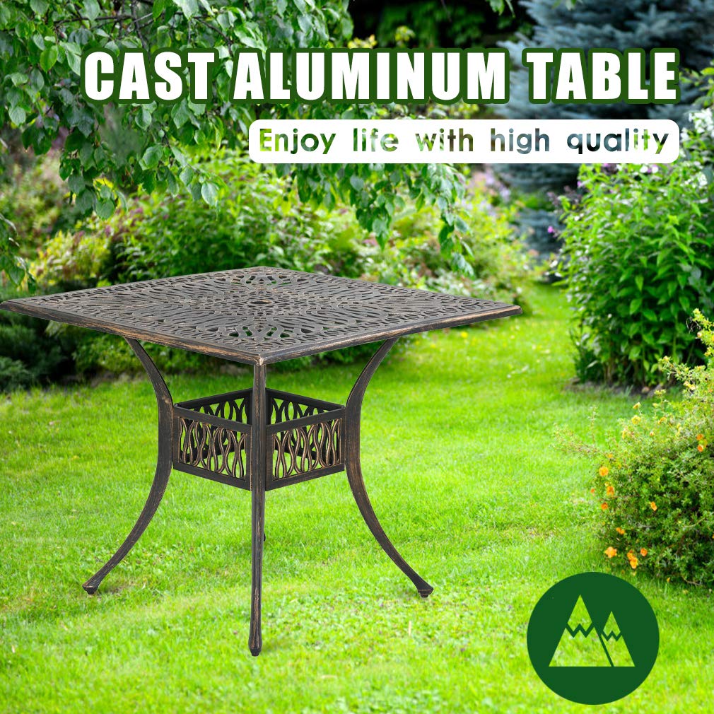 **FDW Square Outdoor Dining Table - Weather Resistant Wrought Iron Patio Table for Poolside, Balcony & Garden - Perfect for Outdoor Entertaining & Relaxation**