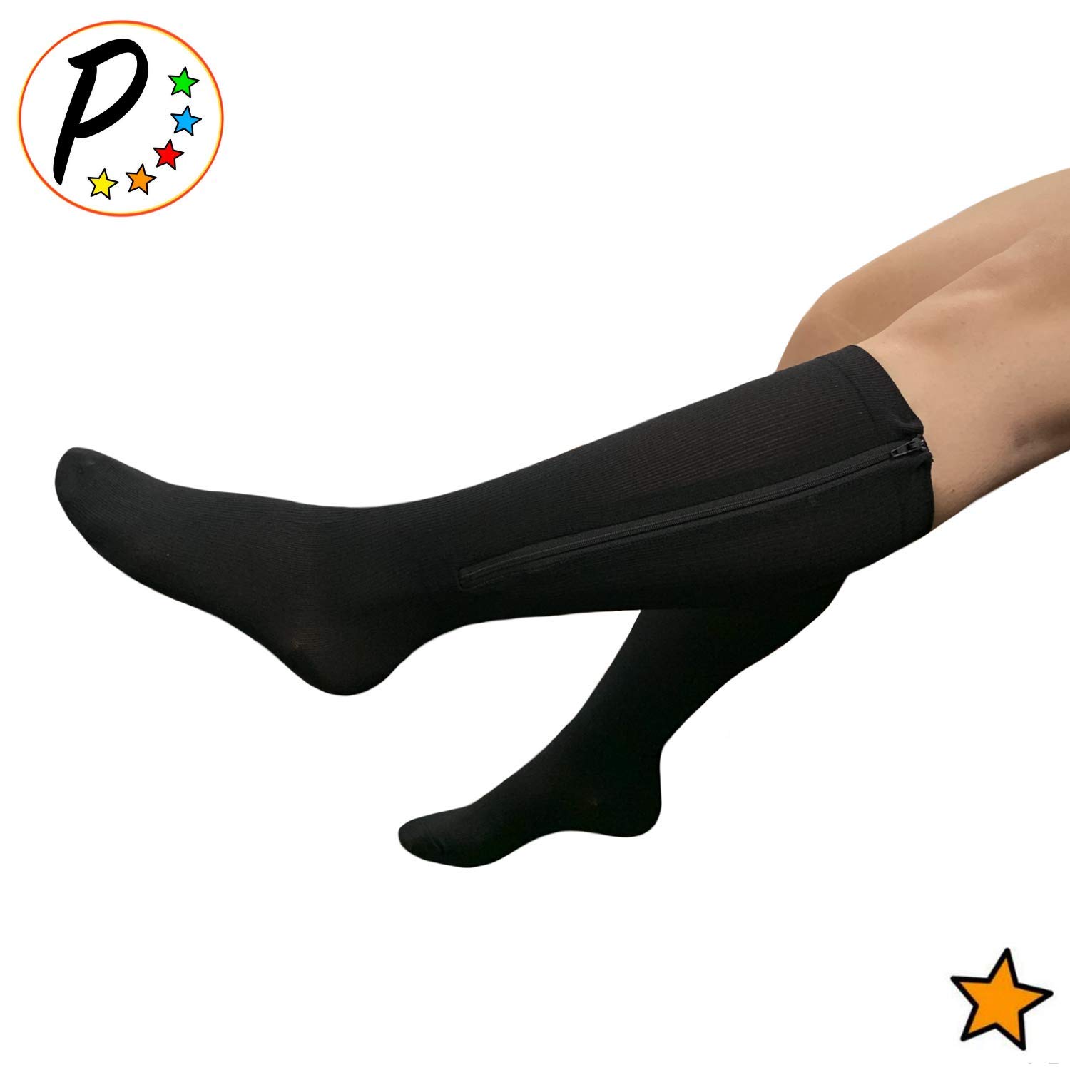 15-20 mmHg Closed Toe Compression Socks for Circulation & Fatigue Relief - Zipper Design for Easy Wear - Ideal for Travel, Work & Medical Support