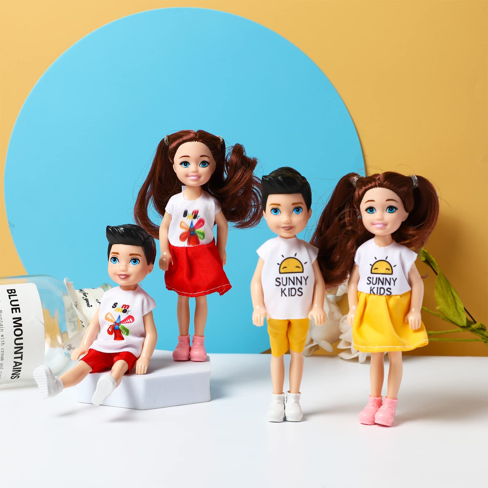 ONEST 10 Sets 5 Inch Mini Dolls with Clothes & Accessories - Cute Party Outfits for Kids - Perfect for Birthday Gifts, Dress Up Play & Collectibles