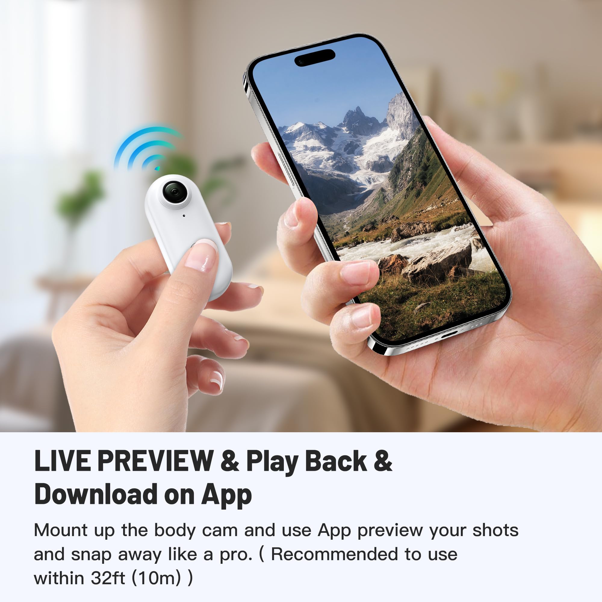128GB FHD 1080P Mini Body Camera - Wearable Hands Free Action Cam with Thumb Size Design | Portable Body Worn Camera for Pet Walking, Work, Travel, Security & Outdoor Adventures (White)