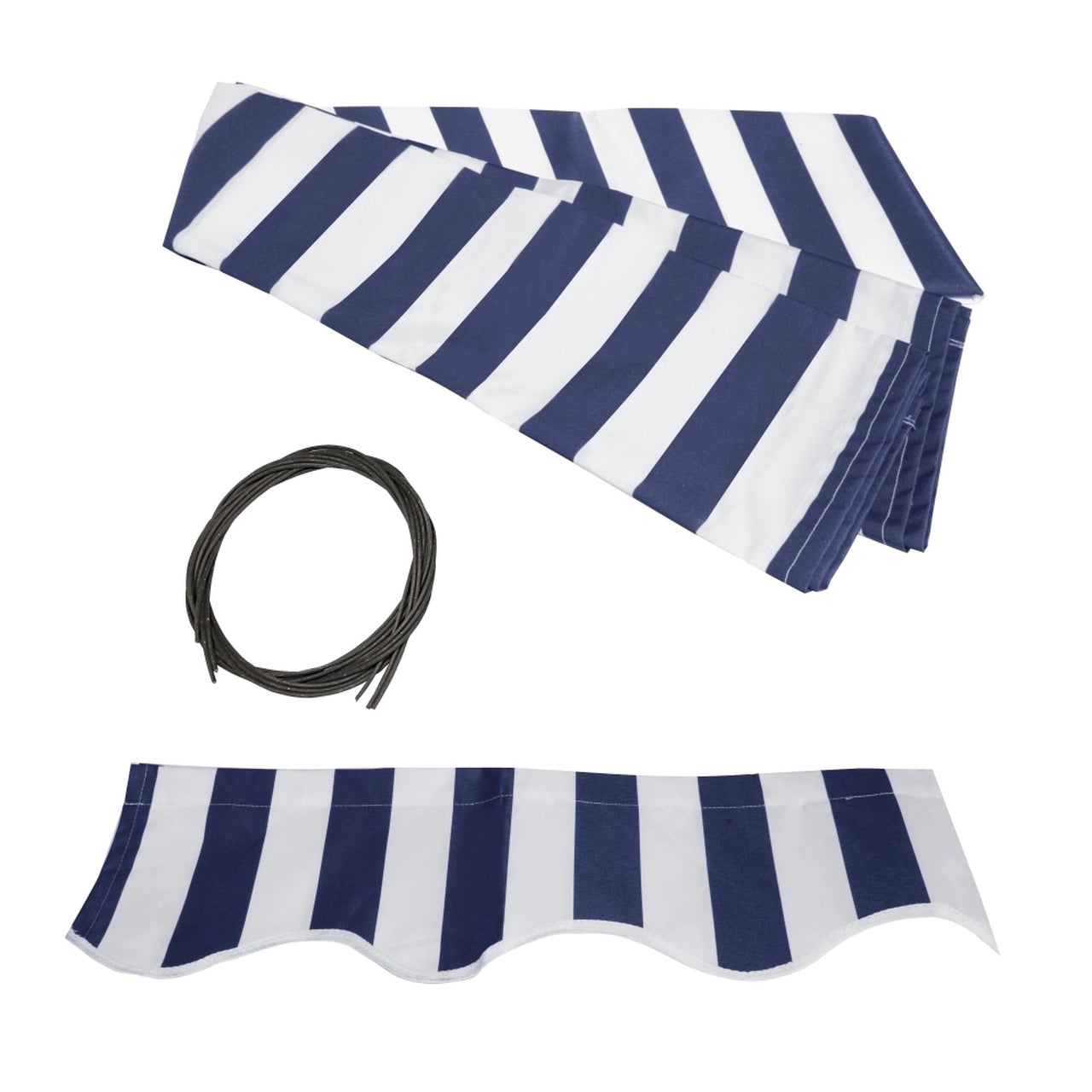 Aleko 20x10 Feet Half Cassette Motorized Retractable LED Patio Awning - Blue and White Stripes for Outdoor Shade and Relaxation