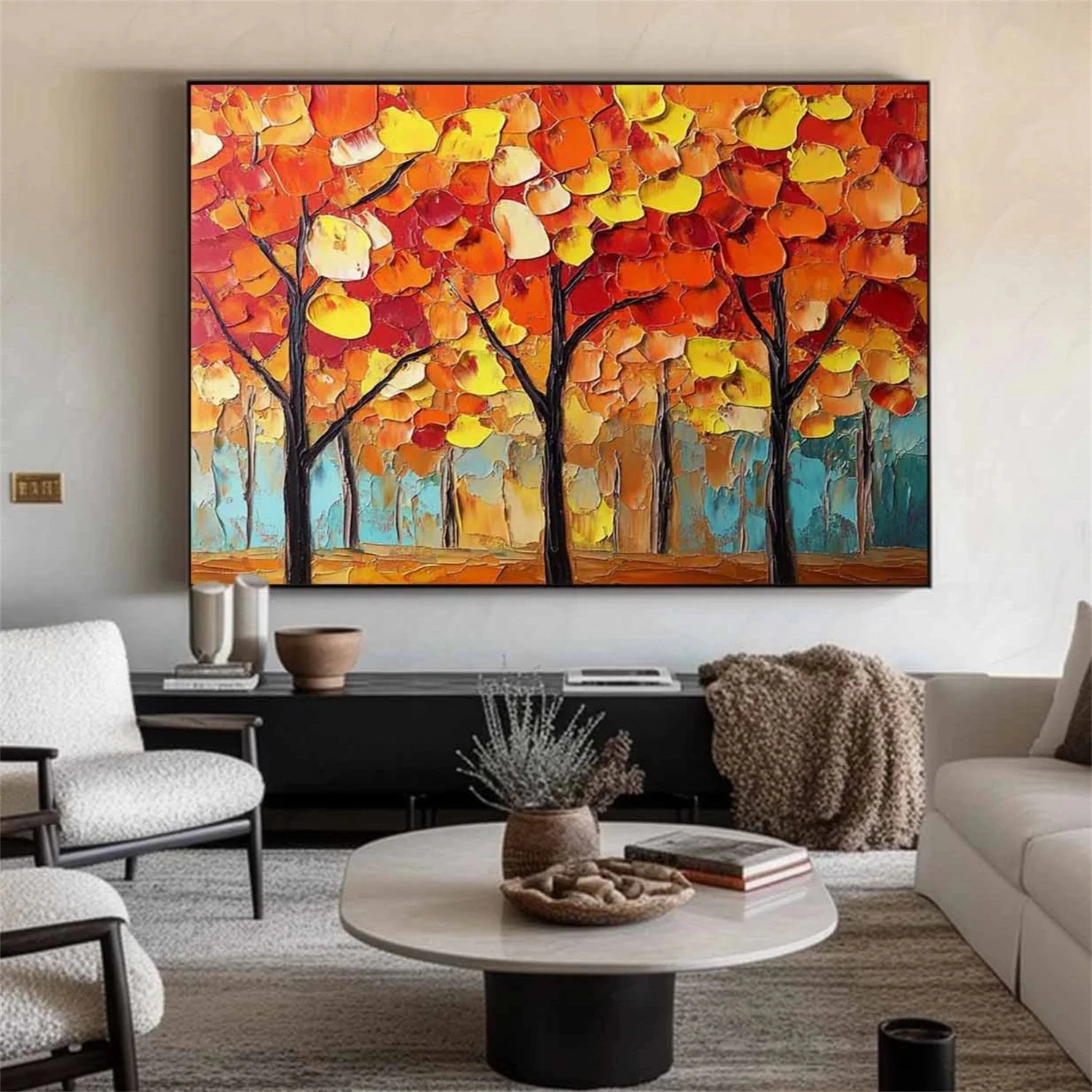 Beautiful Flower and Tree Canvas Painting #FT155 - Perfect for Home Decor, Living Room, Bedroom & Office Wall Art