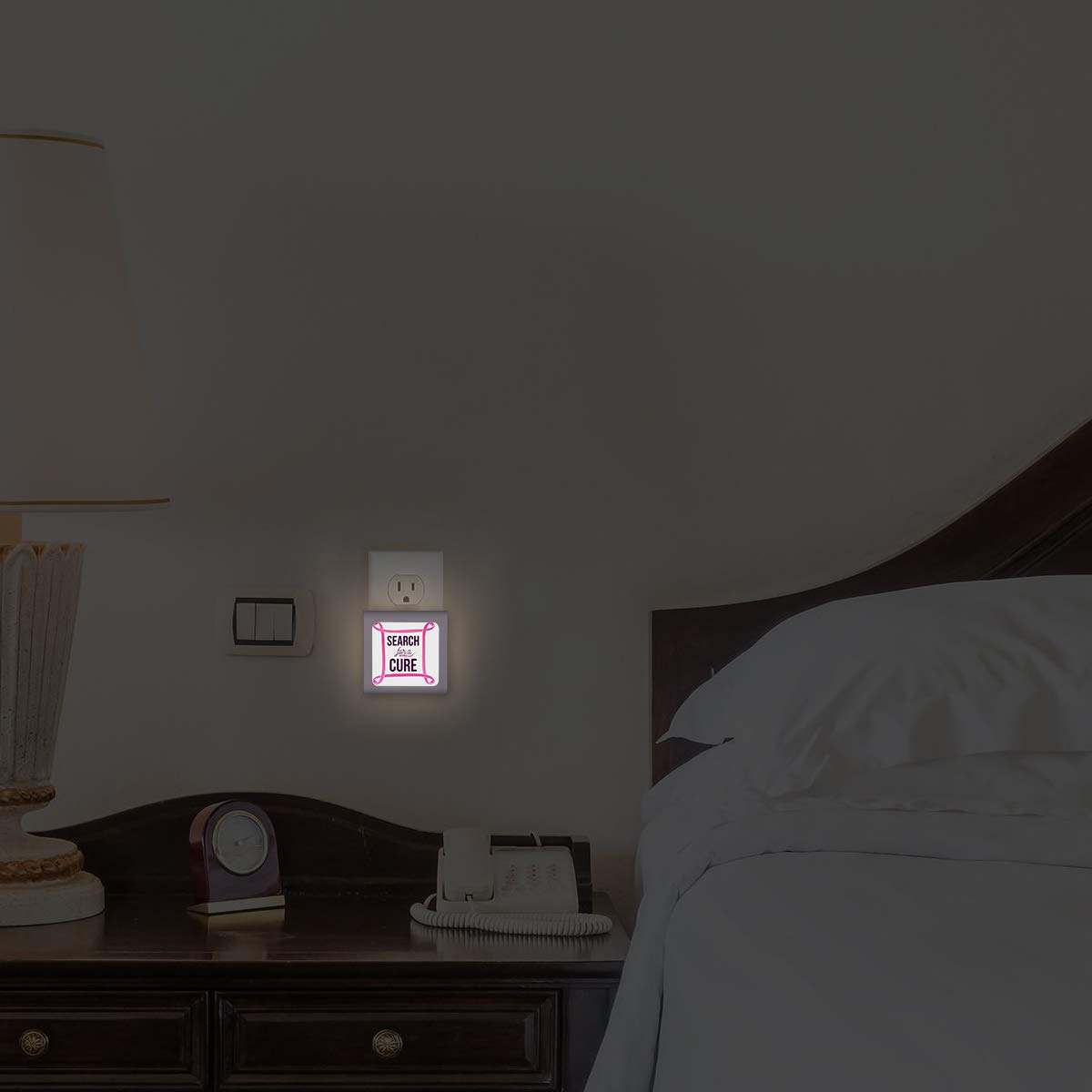 Dimmable LED Night Light with Auto On/Off Sensor - Adjustable Brightness, Warm White Light for Bathroom, Hallway, Nursery & Bedroom - Perfect for Nighttime Safety & Convenience - Supports Breast Cancer Awareness