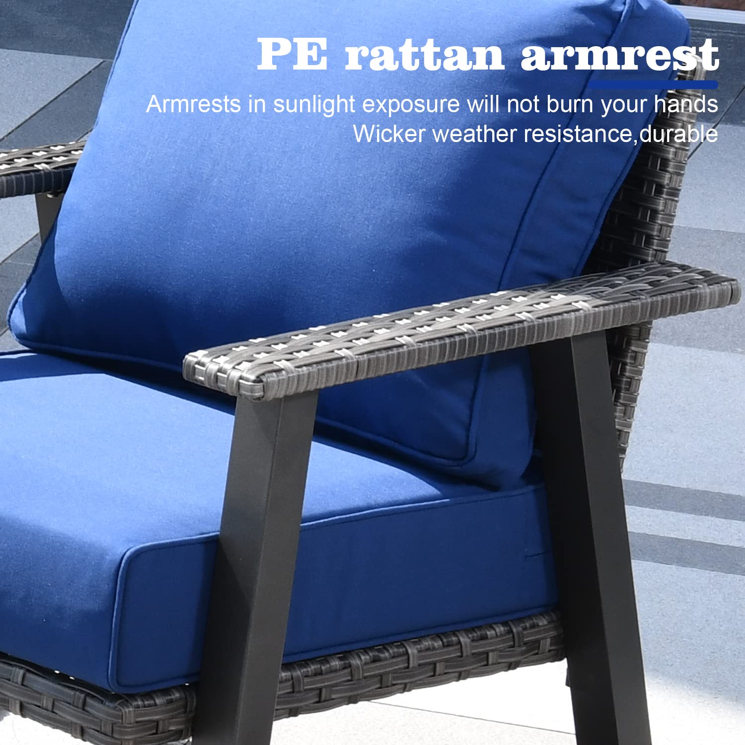Modern Outdoor Patio Loveseat Sofa - All-Weather Wicker Double Seat Couch with 5